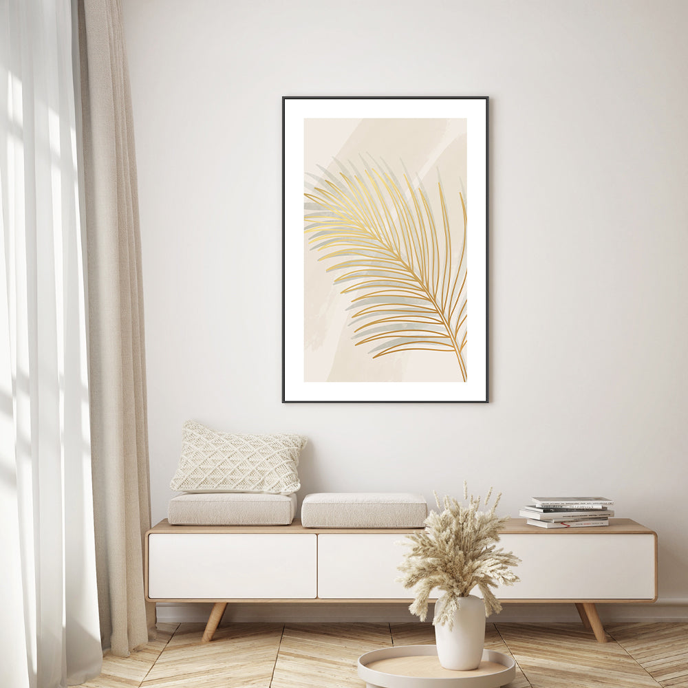 wall-art-print-canvas-poster-framed-Golden Palm Leaf, Style B-GIOIA-WALL-ART