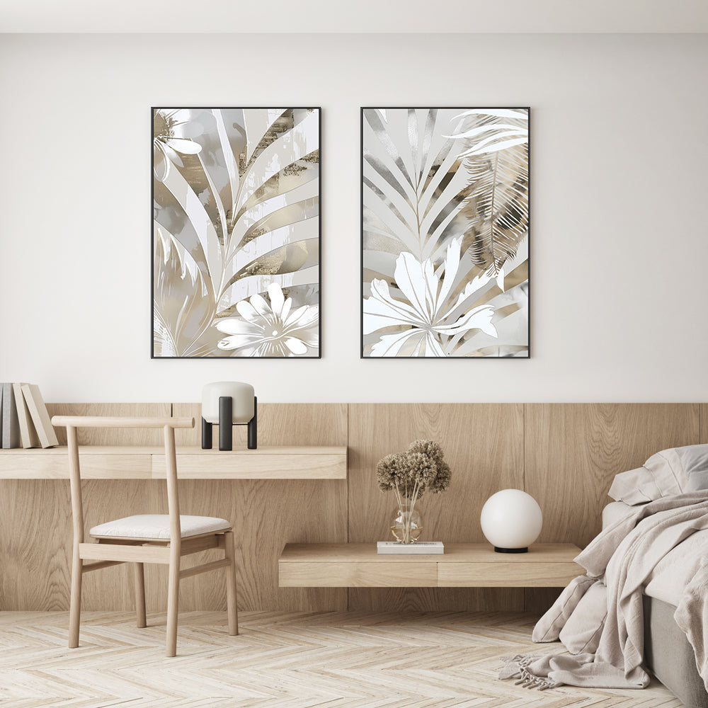 wall-art-print-canvas-poster-framed-Golden Palms, Style A & B, Set Of 2 , By Bella Eve-7