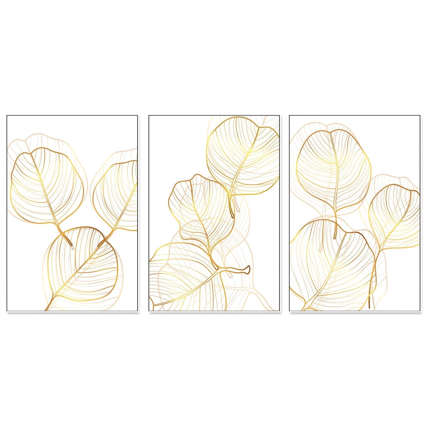 wall-art-print-canvas-poster-framed-Golden Silhouettes, Style A, B & C, Set Of 3-GIOIA-WALL-ART