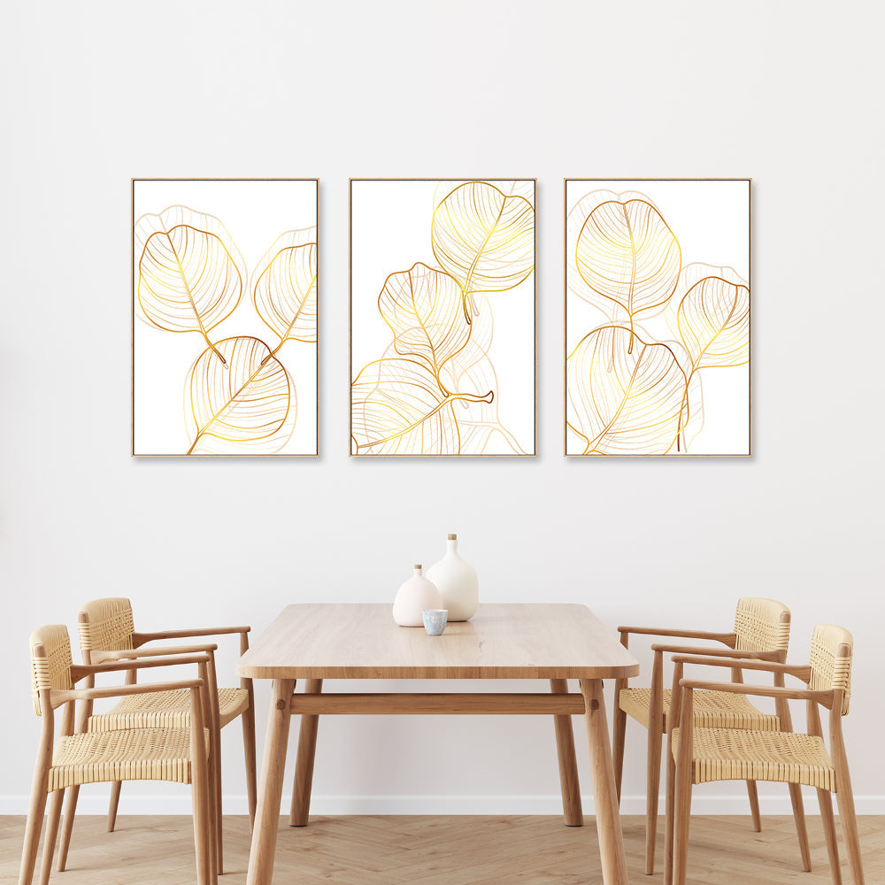 wall-art-print-canvas-poster-framed-Golden Silhouettes, Style A, B & C, Set Of 3-GIOIA-WALL-ART