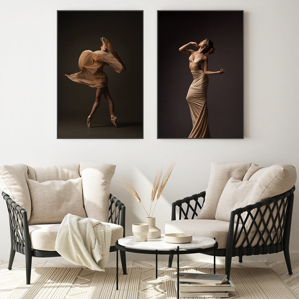 wall-art-print-canvas-poster-framed-Golden Statuette, by Natalya Sleta, Set Of 2-by-Plus X Studio-Gioia Wall Art