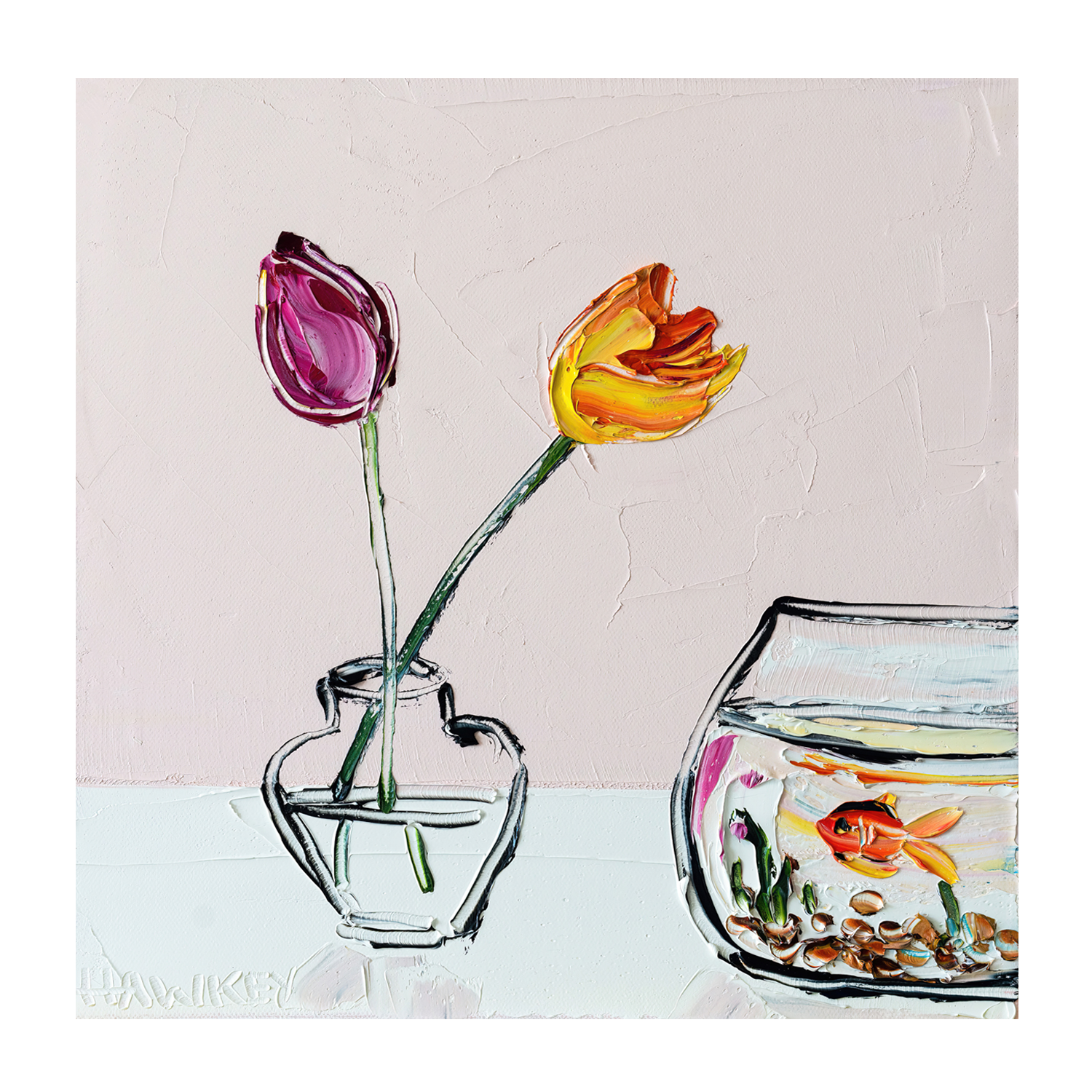 wall-art-print-canvas-poster-framed-Goldfish And Tulips , By Angela Hawkey-1