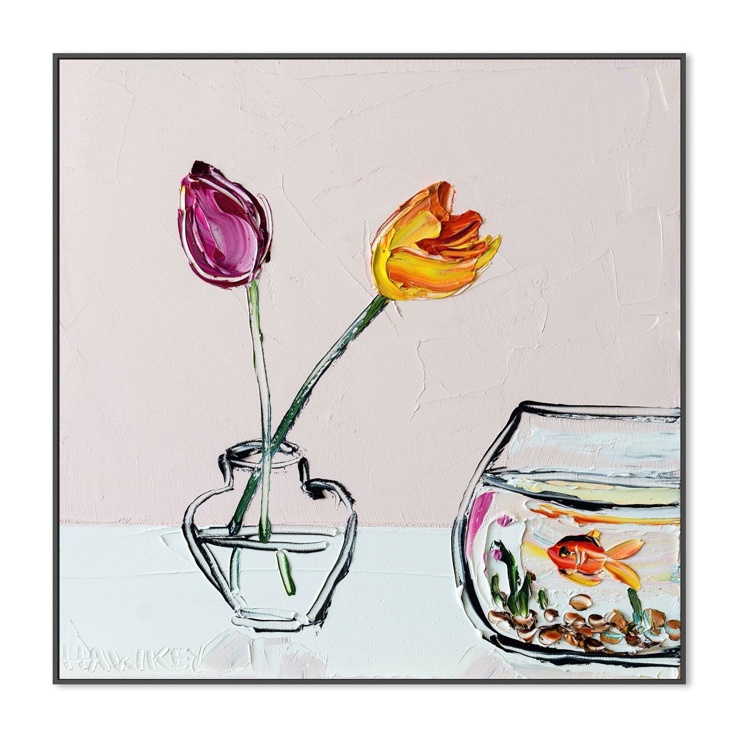 wall-art-print-canvas-poster-framed-Goldfish And Tulips , By Angela Hawkey-3