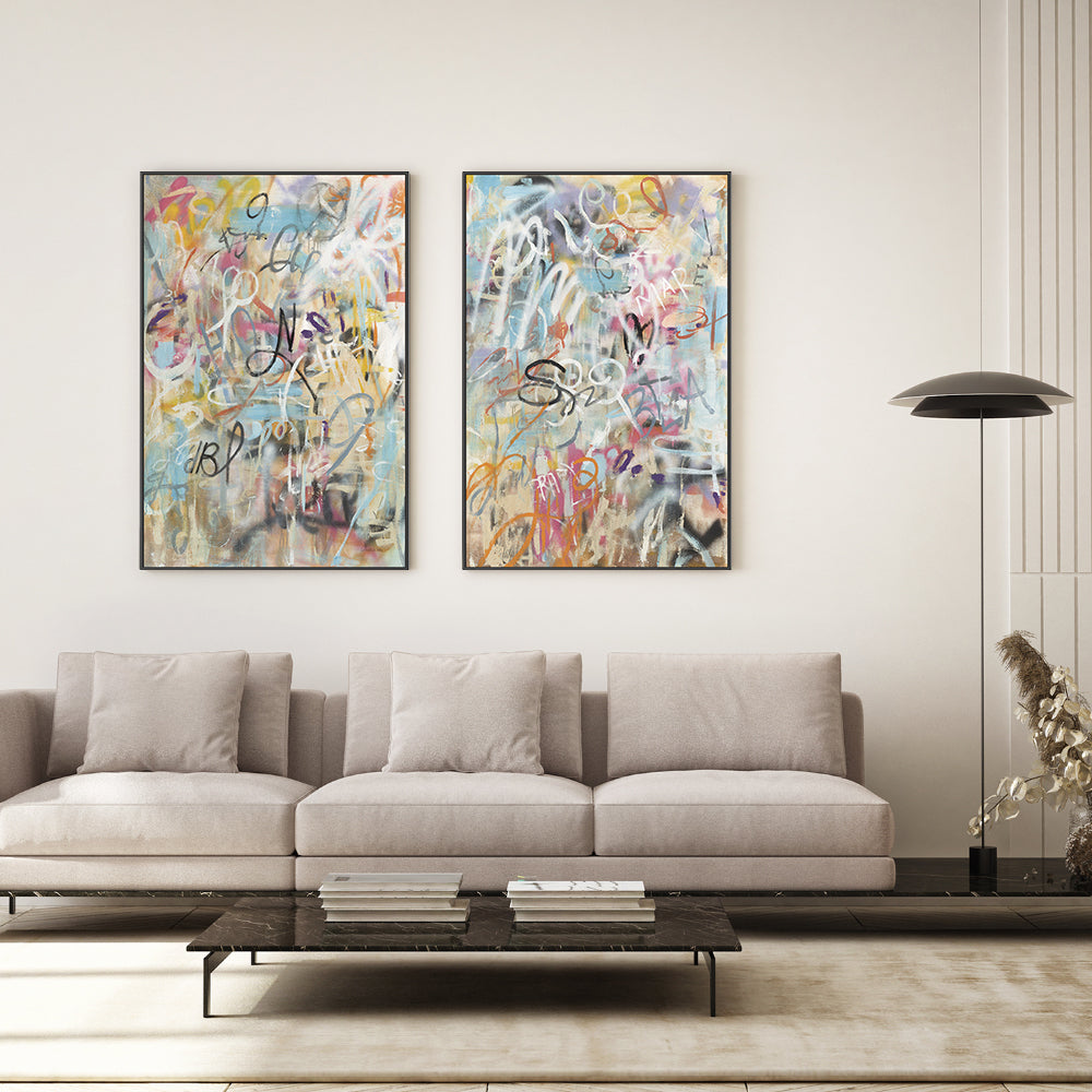 wall-art-print-canvas-poster-framed-Graffiti Love, Style A & B, Set Of 2 , By Danhui Nai-GIOIA-WALL-ART