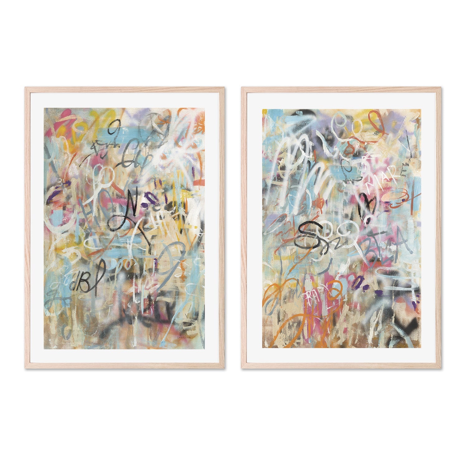 wall-art-print-canvas-poster-framed-Graffiti Love, Style A & B, Set Of 2 , By Danhui Nai-GIOIA-WALL-ART