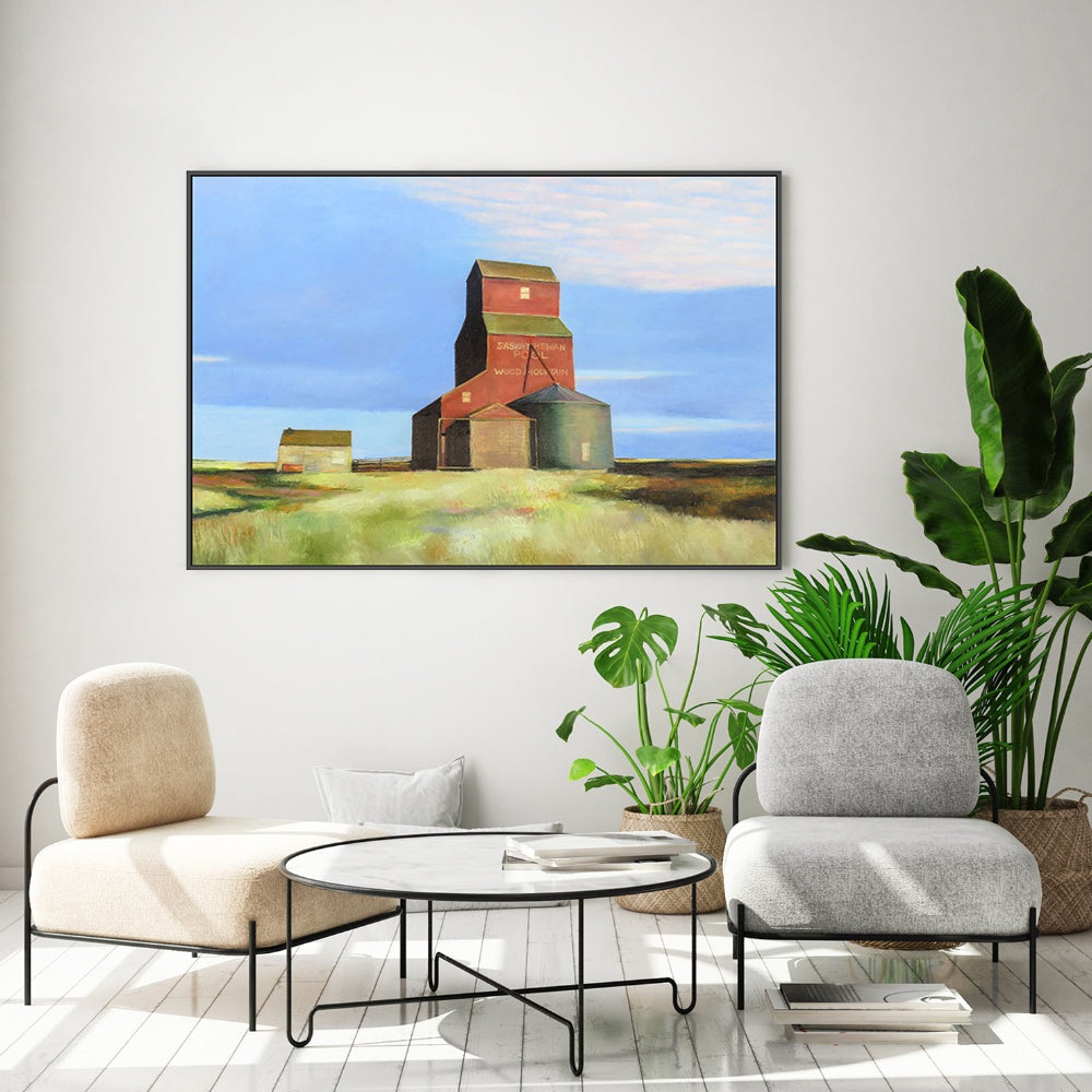 wall-art-print-canvas-poster-framed-Grain Elevator In The Evening Sun , By Ieva Baklane-GIOIA-WALL-ART