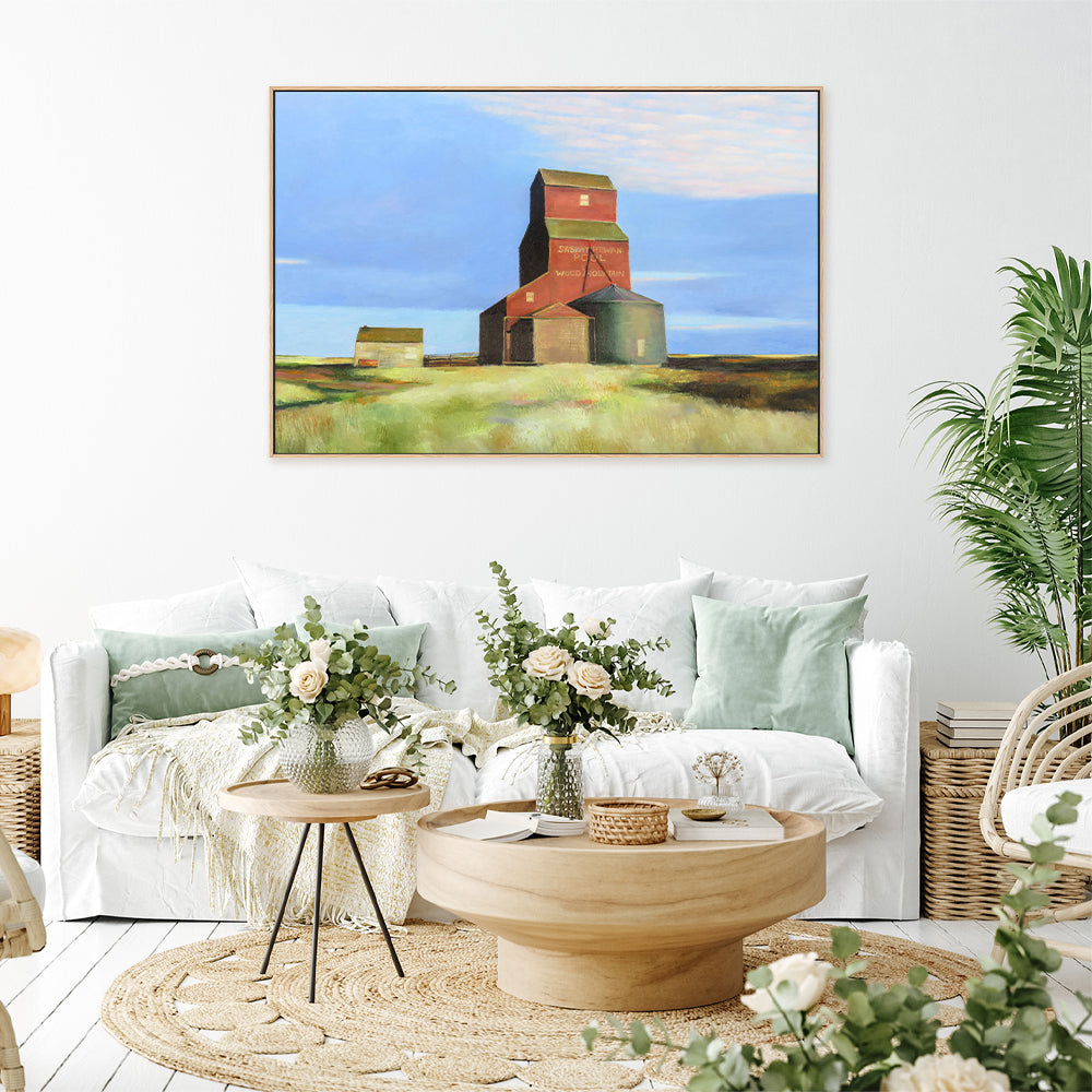 wall-art-print-canvas-poster-framed-Grain Elevator In The Evening Sun , By Ieva Baklane-GIOIA-WALL-ART