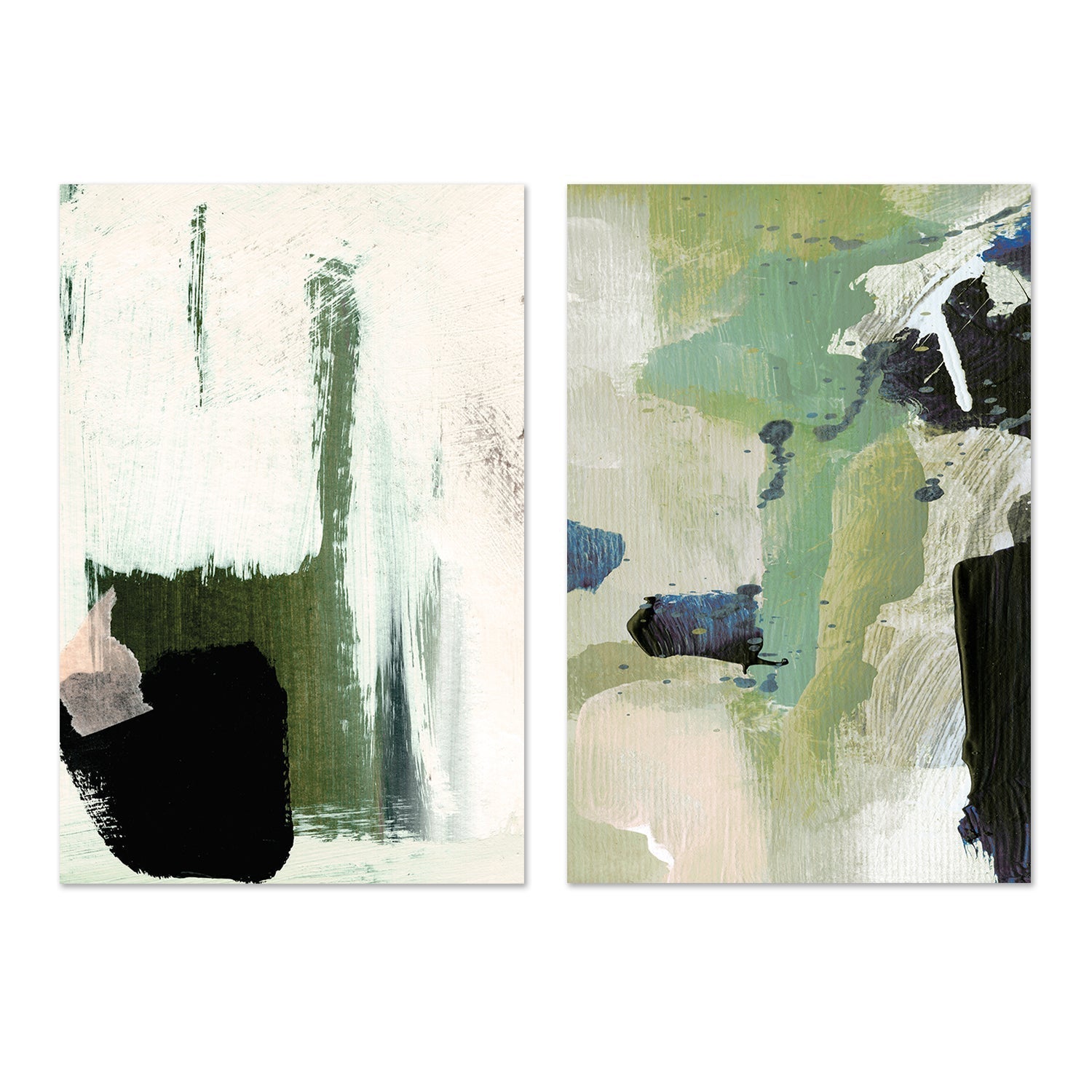 wall-art-print-canvas-poster-framed-Green Abstract Minimal, Set Of 2 , By Dan Hobday-by-Dan Hobday-Gioia Wall Art