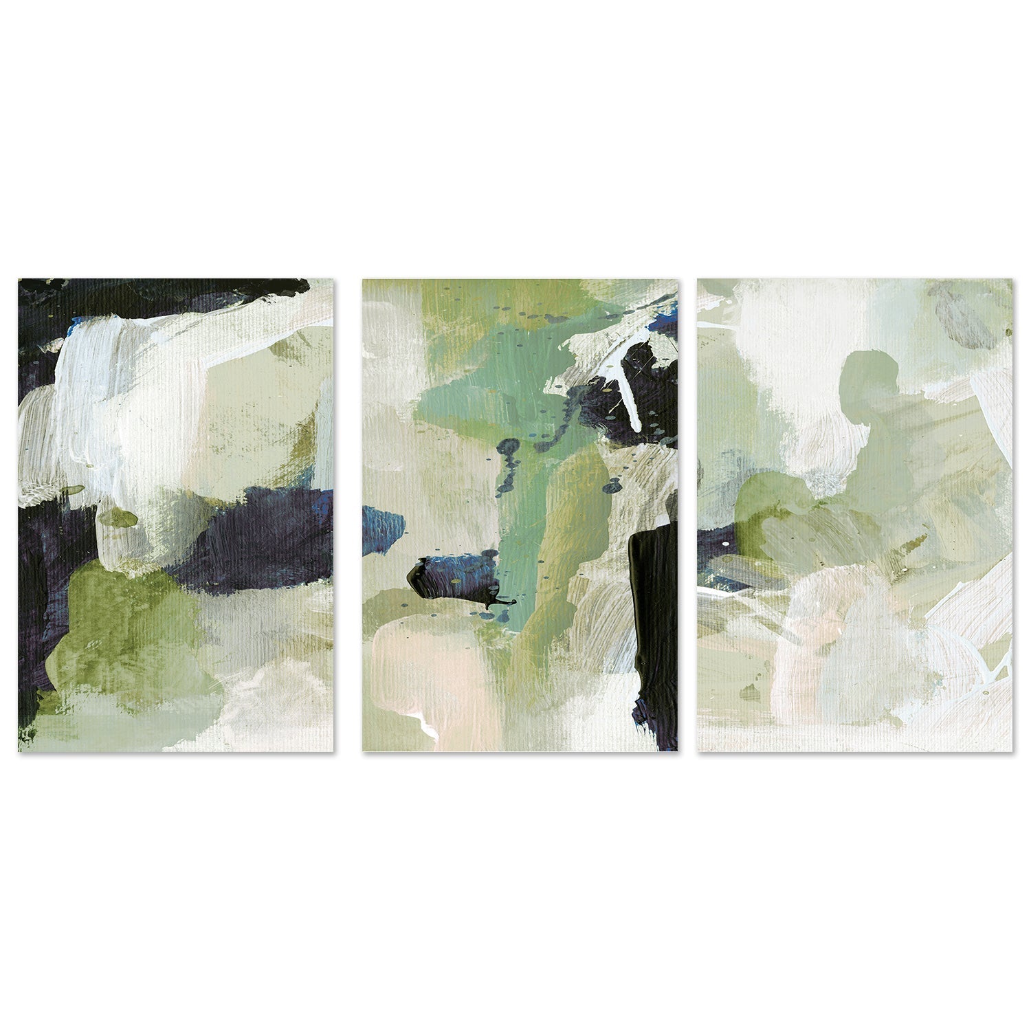 wall-art-print-canvas-poster-framed-Green Abstract, Set Of 3 , By Dan Hobday-by-Dan Hobday-Gioia Wall Art