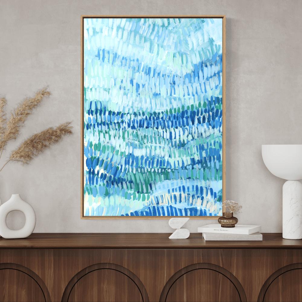 wall-art-print-canvas-poster-framed-Green And Blue Dash-by-Emily Wood-Gioia Wall Art