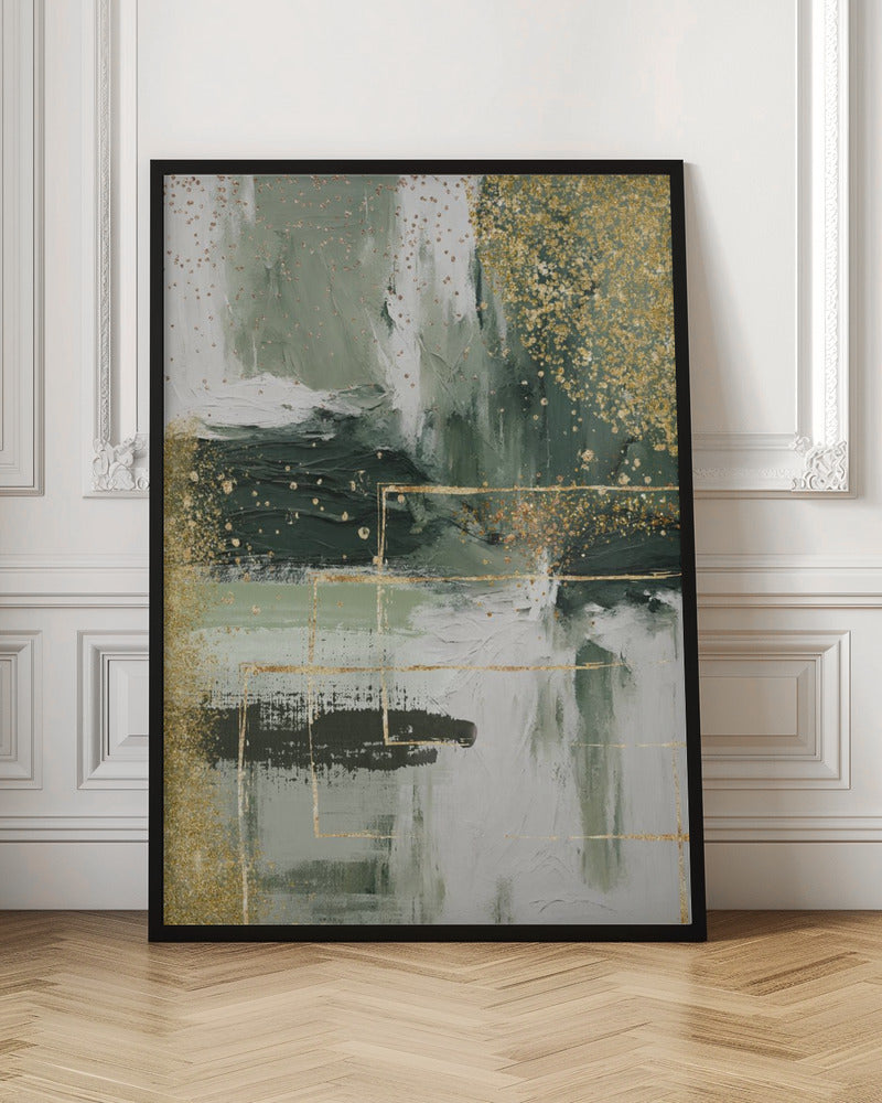 wall-art-print-canvas-poster-framed-Green and Gold Moment 1 , By Sally Ann Moss-3