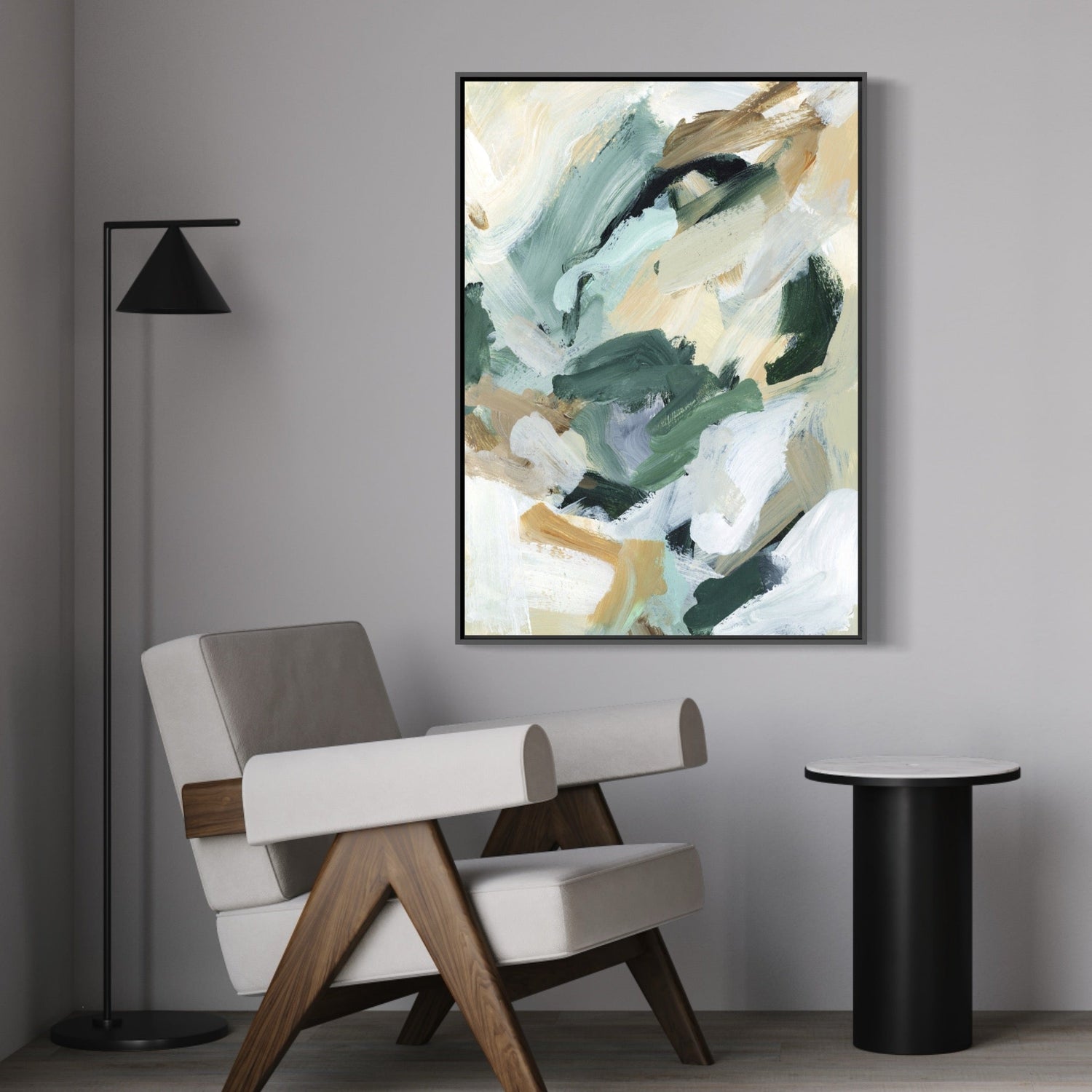 wall-art-print-canvas-poster-framed-Green and Mustard Abstract, Style A-by-Emily Wood-Gioia Wall Art