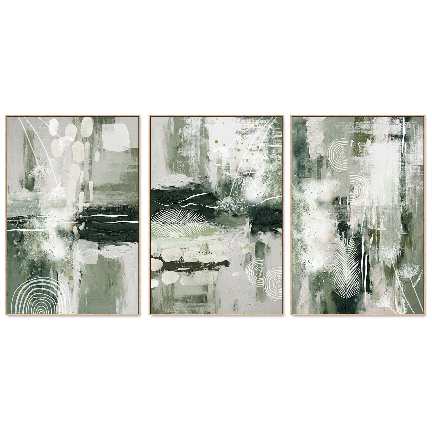 wall-art-print-canvas-poster-framed-Green Chaos, Style A, B & C, Set Of 3 , By Sally Ann Moss-4