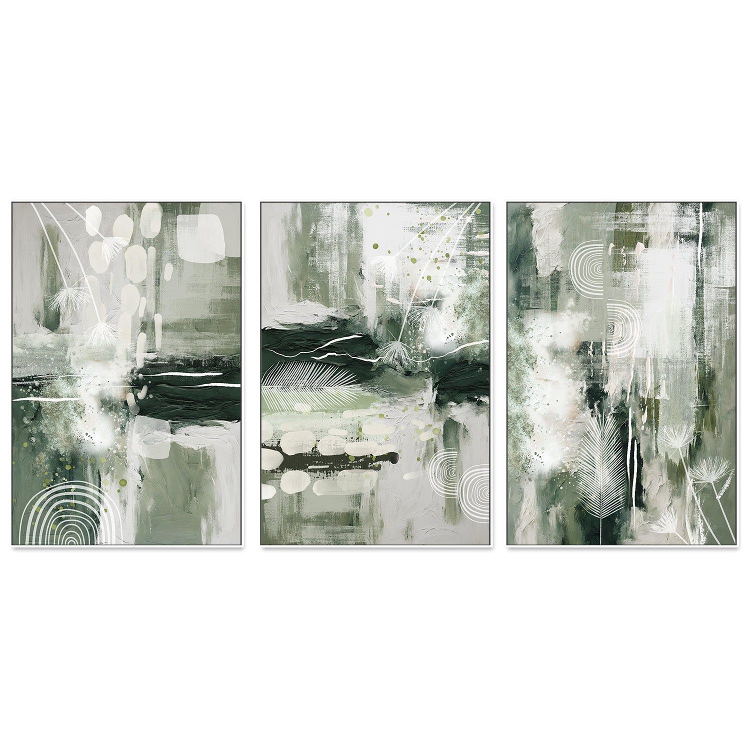 wall-art-print-canvas-poster-framed-Green Chaos, Style A, B & C, Set Of 3 , By Sally Ann Moss-5