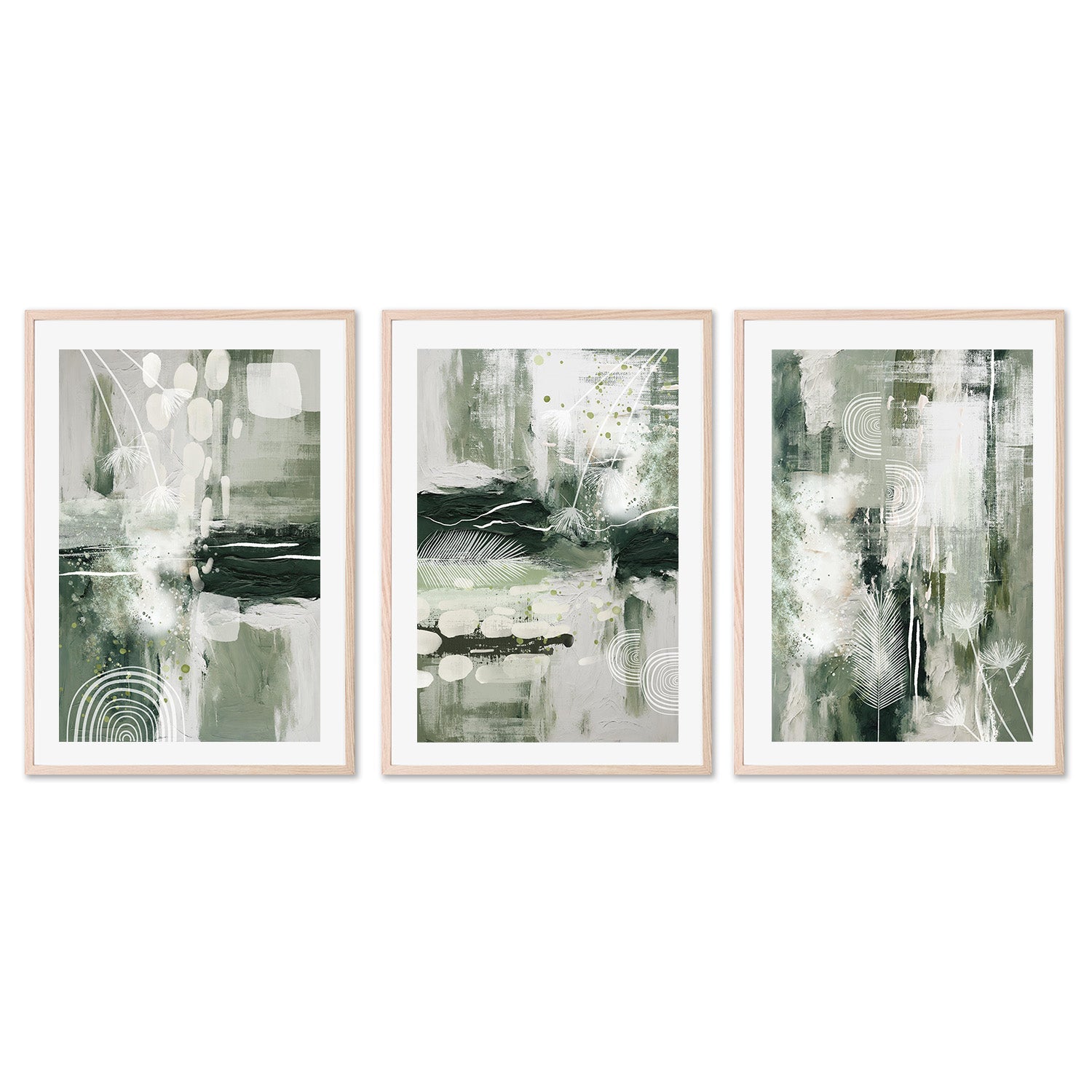 wall-art-print-canvas-poster-framed-Green Chaos, Style A, B & C, Set Of 3 , By Sally Ann Moss-6