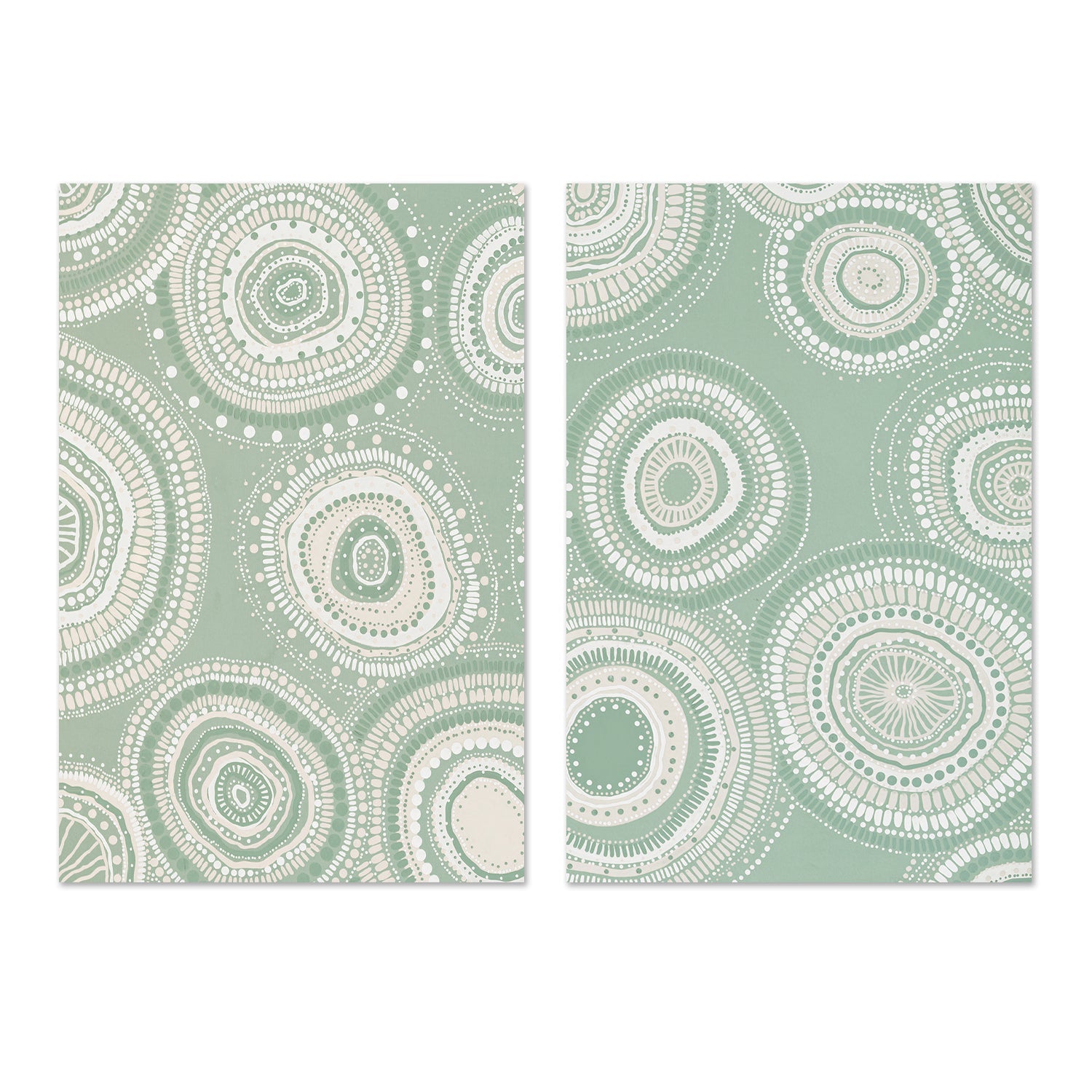 wall-art-print-canvas-poster-framed-Green Dancing Bora Rings, Style A & B, Set Of 2 , By Leah Cummins-GIOIA-WALL-ART