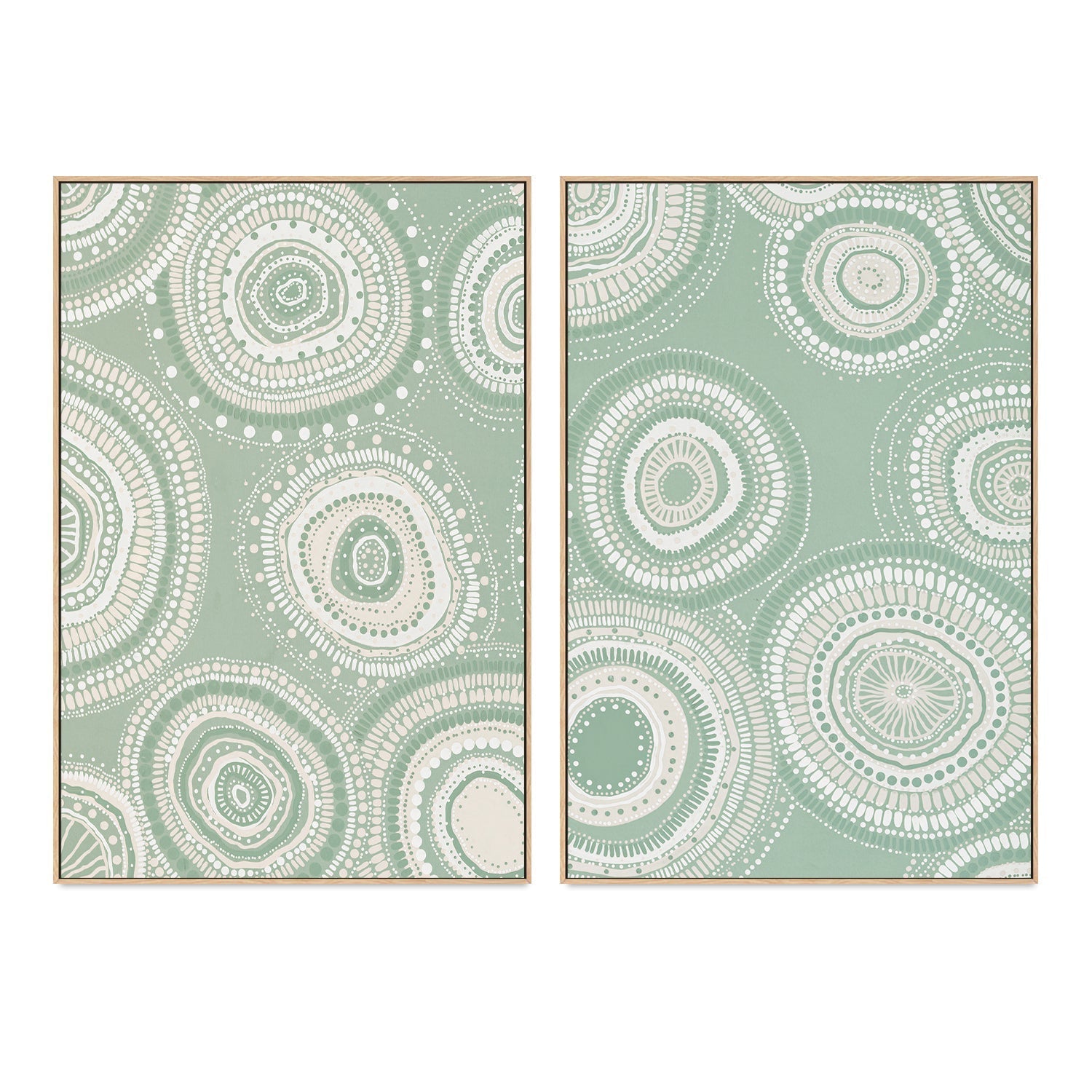 wall-art-print-canvas-poster-framed-Green Dancing Bora Rings, Style A & B, Set Of 2 , By Leah Cummins-GIOIA-WALL-ART