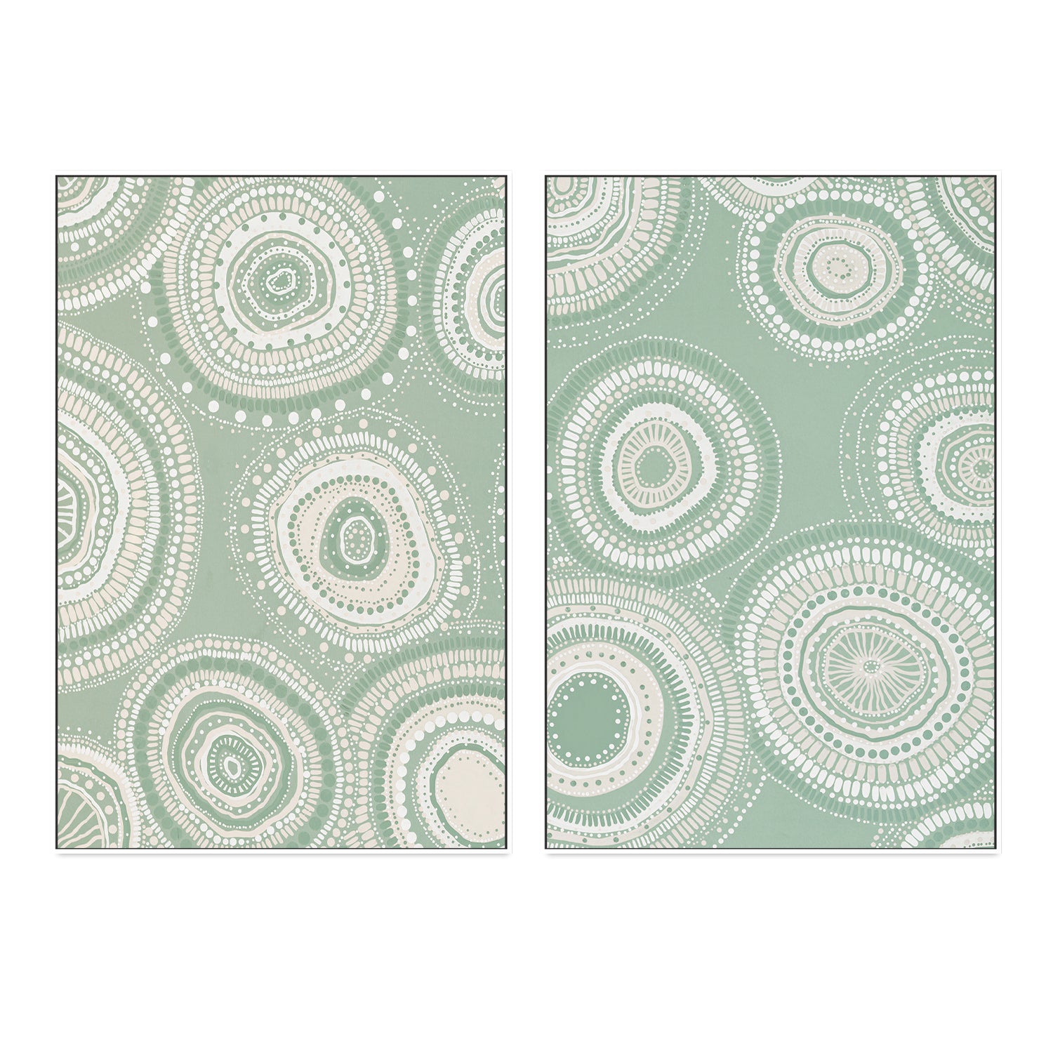 wall-art-print-canvas-poster-framed-Green Dancing Bora Rings, Style A & B, Set Of 2 , By Leah Cummins-GIOIA-WALL-ART