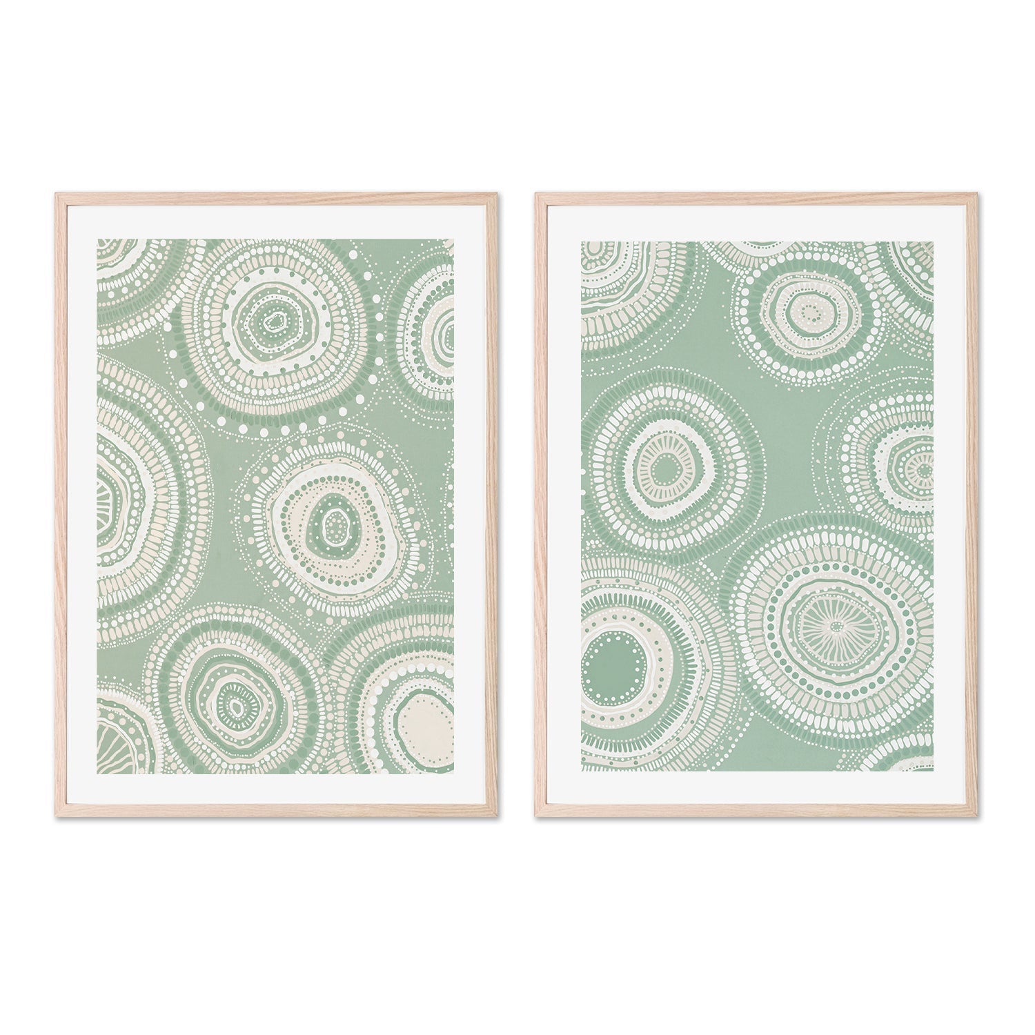 wall-art-print-canvas-poster-framed-Green Dancing Bora Rings, Style A & B, Set Of 2 , By Leah Cummins-GIOIA-WALL-ART