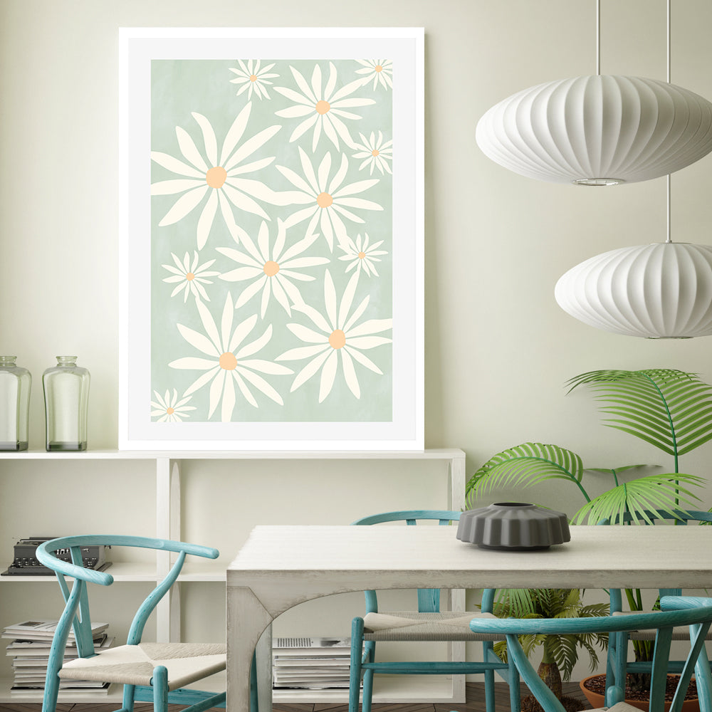 wall-art-print-canvas-poster-framed-Green Floral Fushion , By Elena Ristova-GIOIA-WALL-ART