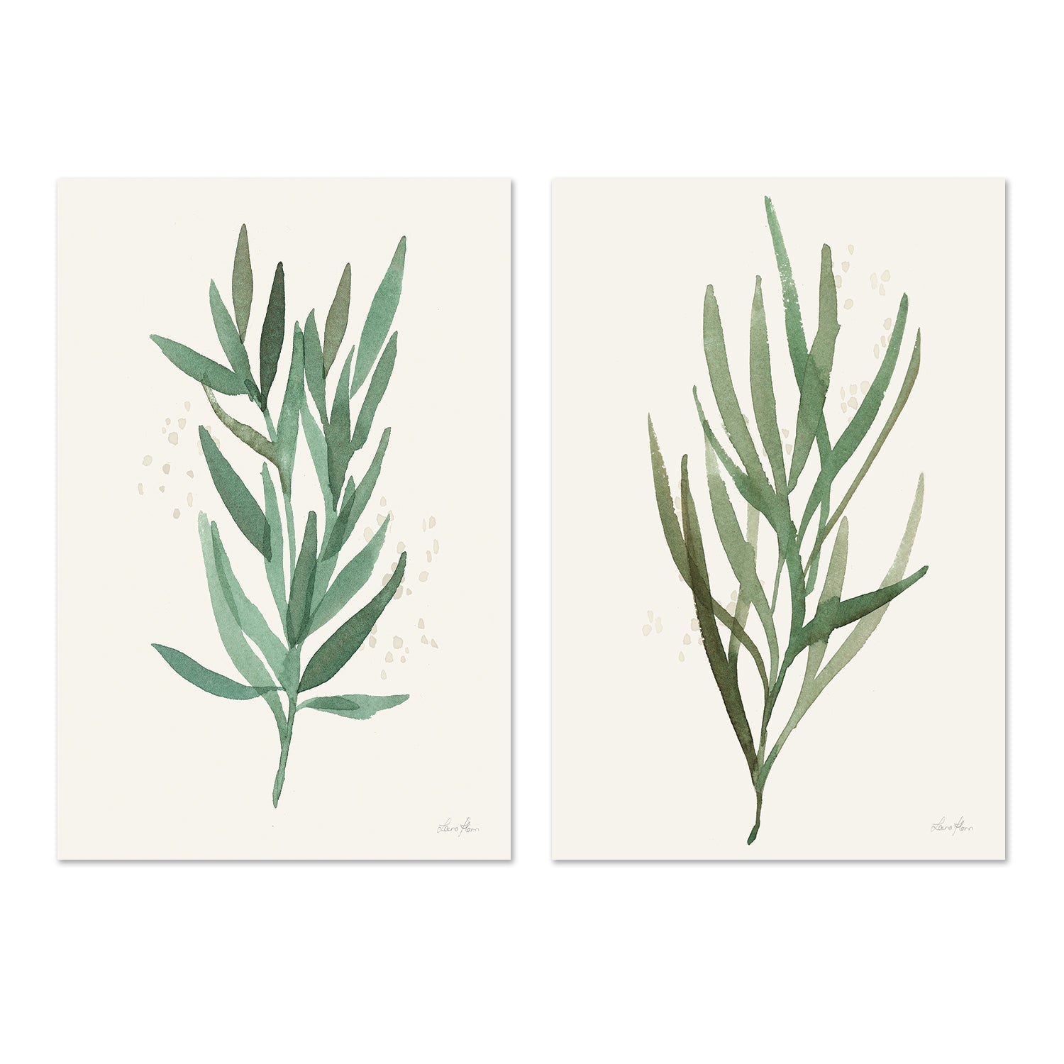 wall-art-print-canvas-poster-framed-Green Leaves, Style B & C, Set Of 2 , By Laura Horn-GIOIA-WALL-ART