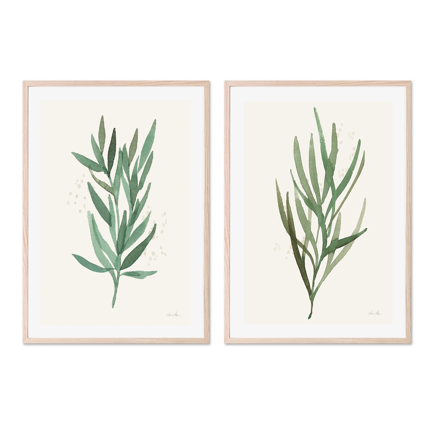 wall-art-print-canvas-poster-framed-Green Leaves, Style B & C, Set Of 2 , By Laura Horn-GIOIA-WALL-ART