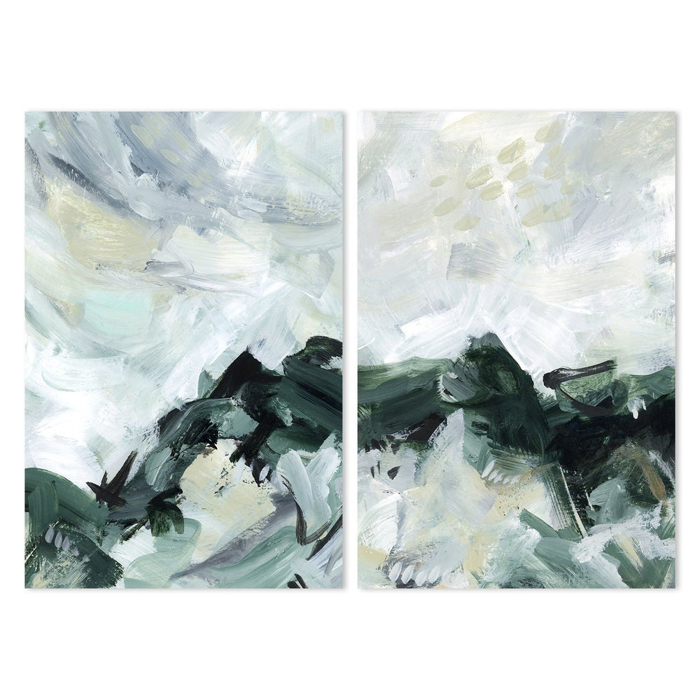 wall-art-print-canvas-poster-framed-Green Mountain, Set Of 2-by-Emily Wood-Gioia Wall Art