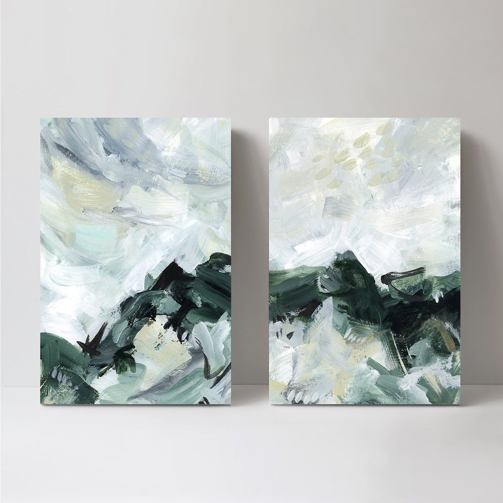 wall-art-print-canvas-poster-framed-Green Mountain, Set Of 2-by-Emily Wood-Gioia Wall Art