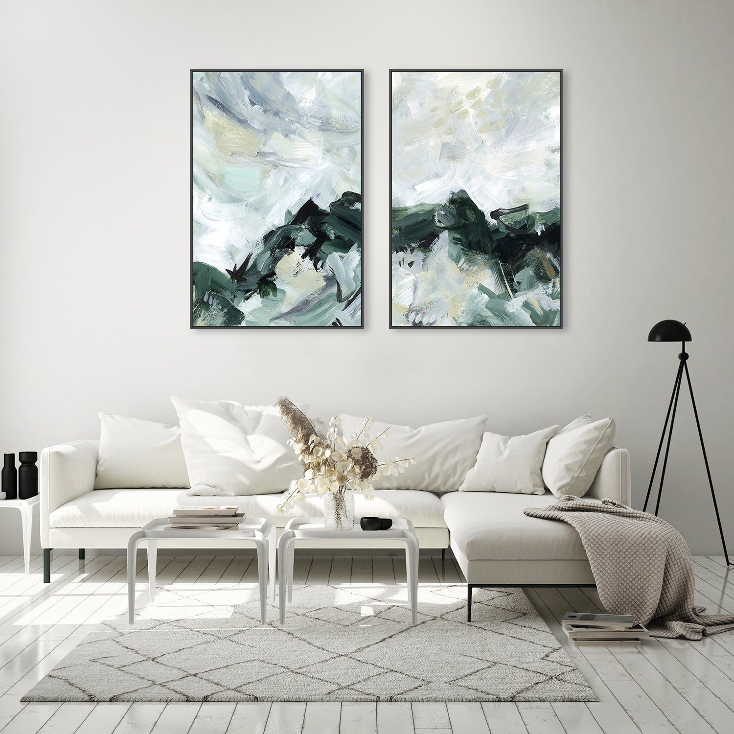 wall-art-print-canvas-poster-framed-Green Mountain, Set Of 2-by-Emily Wood-Gioia Wall Art