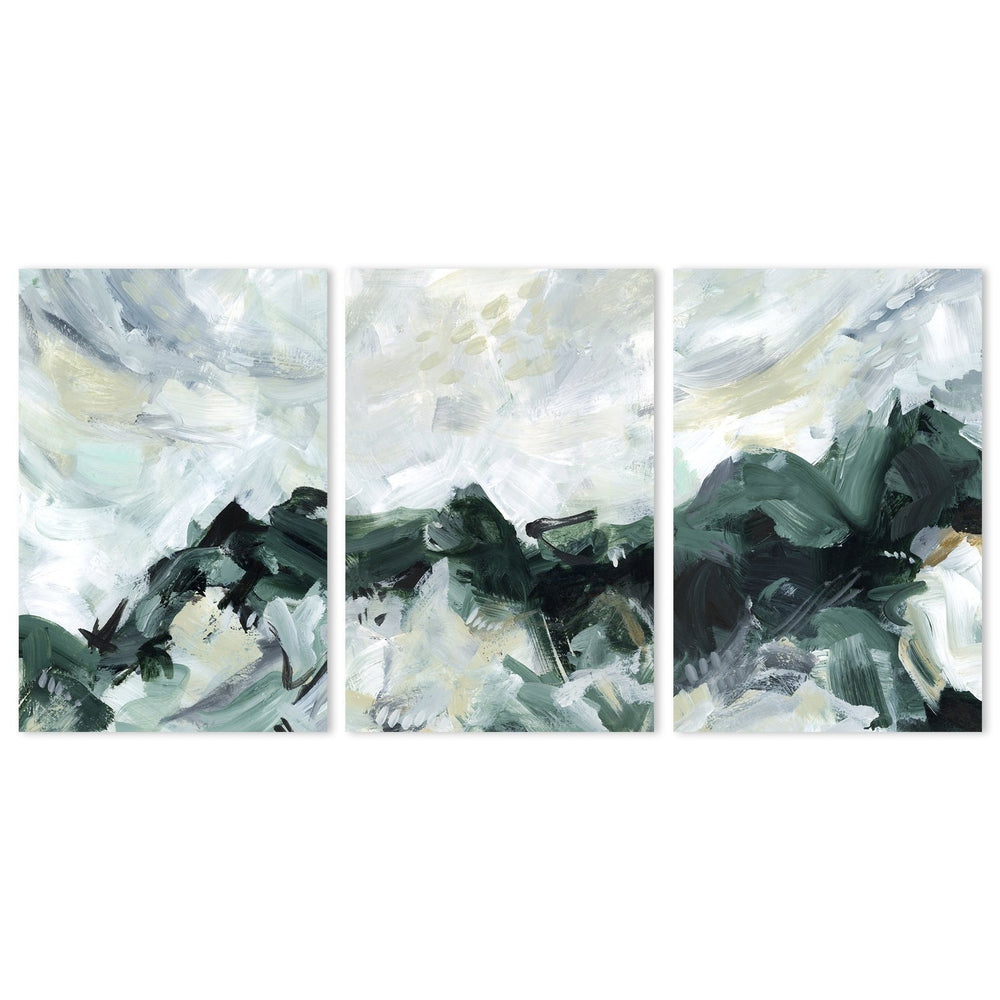 wall-art-print-canvas-poster-framed-Green Mountain, Set Of 3-by-Emily Wood-Gioia Wall Art