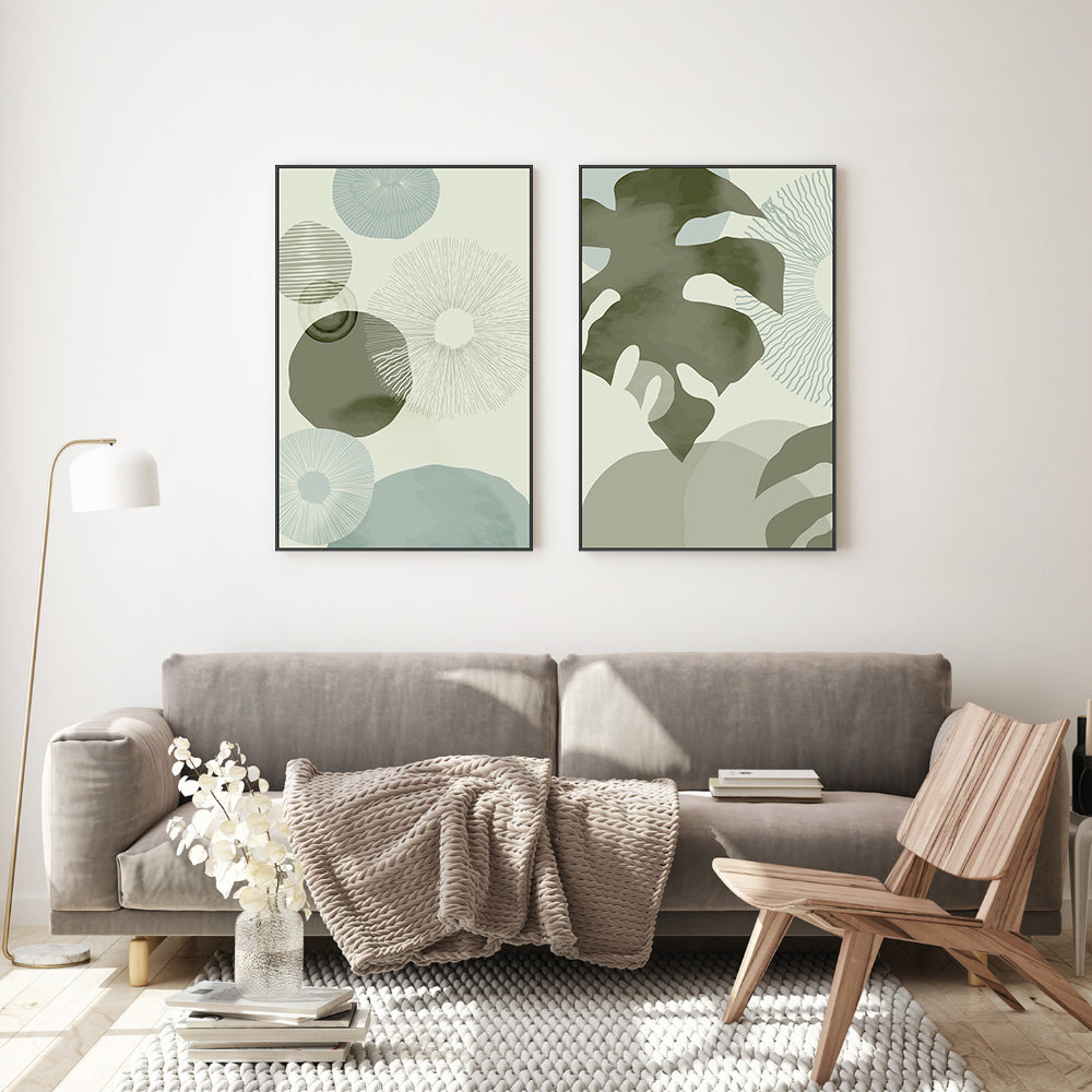 wall-art-print-canvas-poster-framed-Green Parade, Style A & B, Set Of 2-GIOIA-WALL-ART