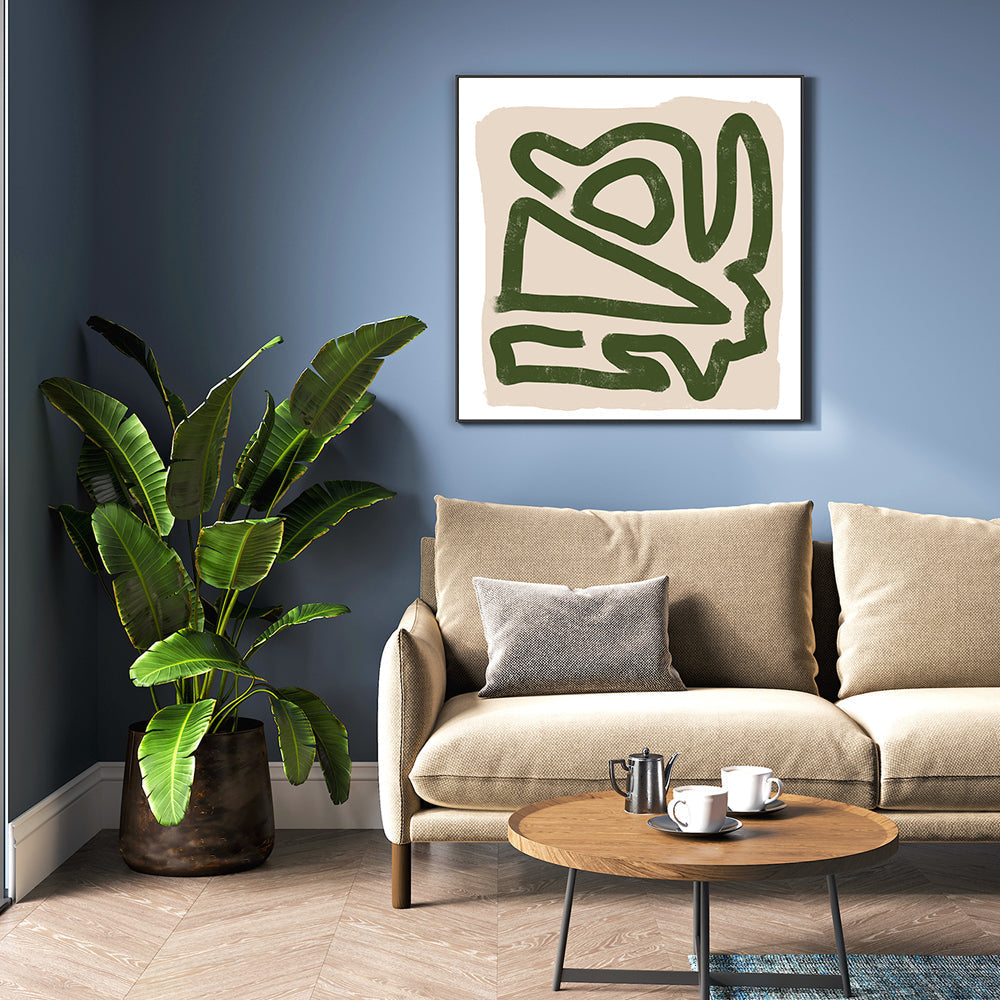 wall-art-print-canvas-poster-framed-Green Scribble, Style A-by-Sharyn Bursic-Gioia Wall Art