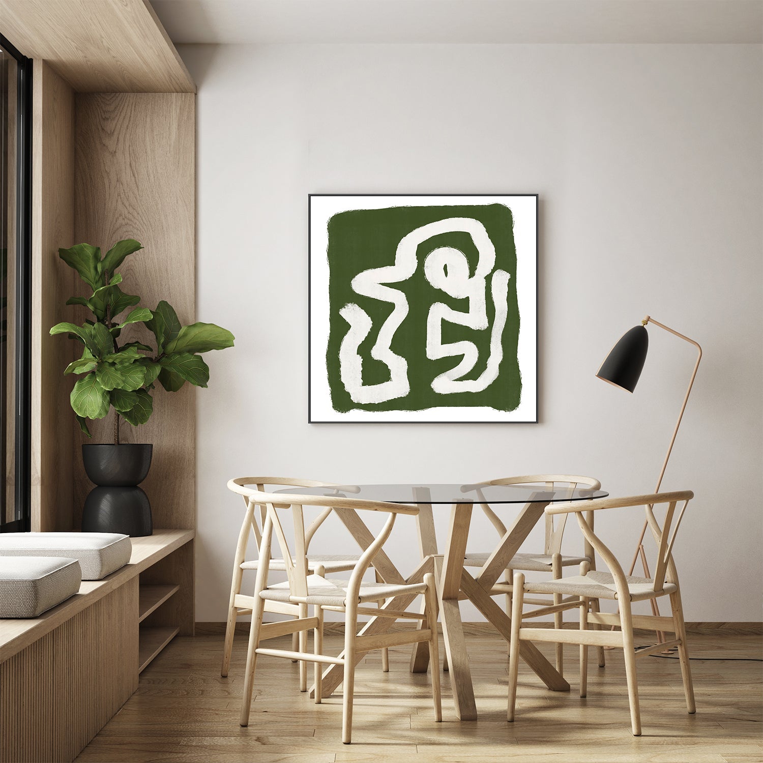 wall-art-print-canvas-poster-framed-Green Scribble, Style D-by-Sharyn Bursic-Gioia Wall Art