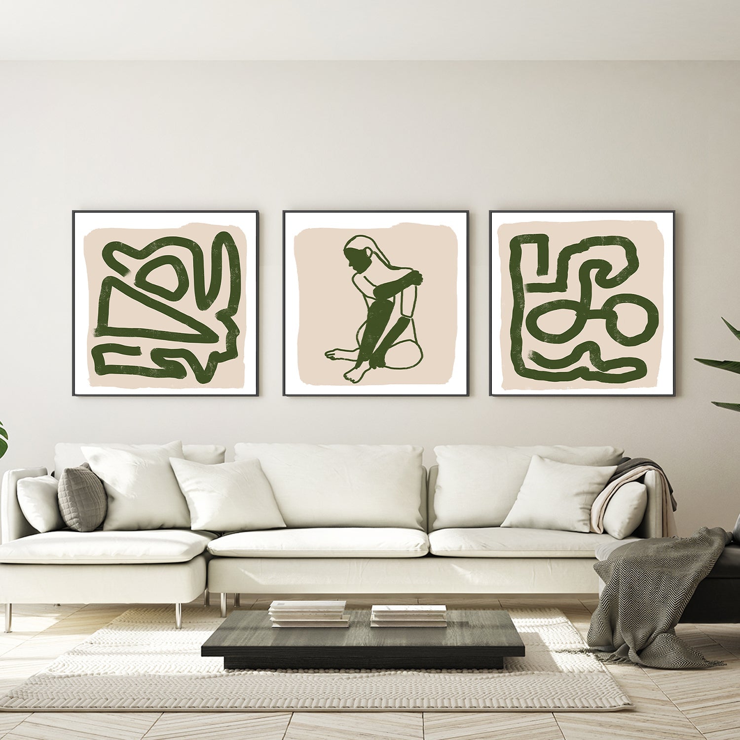 wall-art-print-canvas-poster-framed-Green Woman, Set Of 3-by-Sharyn Bursic-Gioia Wall Art