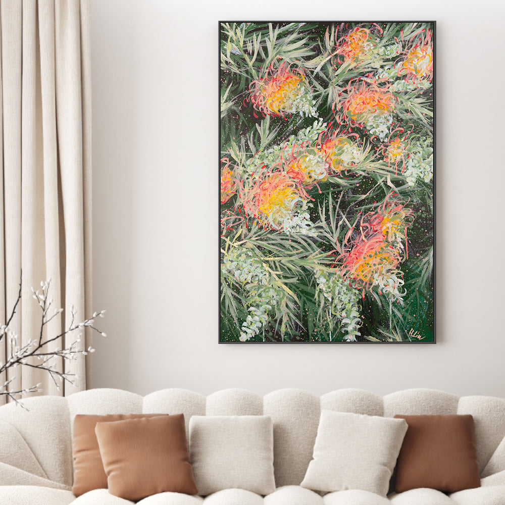 wall-art-print-canvas-poster-framed-Grevillea Peaches and Cream , By Hsin Lin-GIOIA-WALL-ART