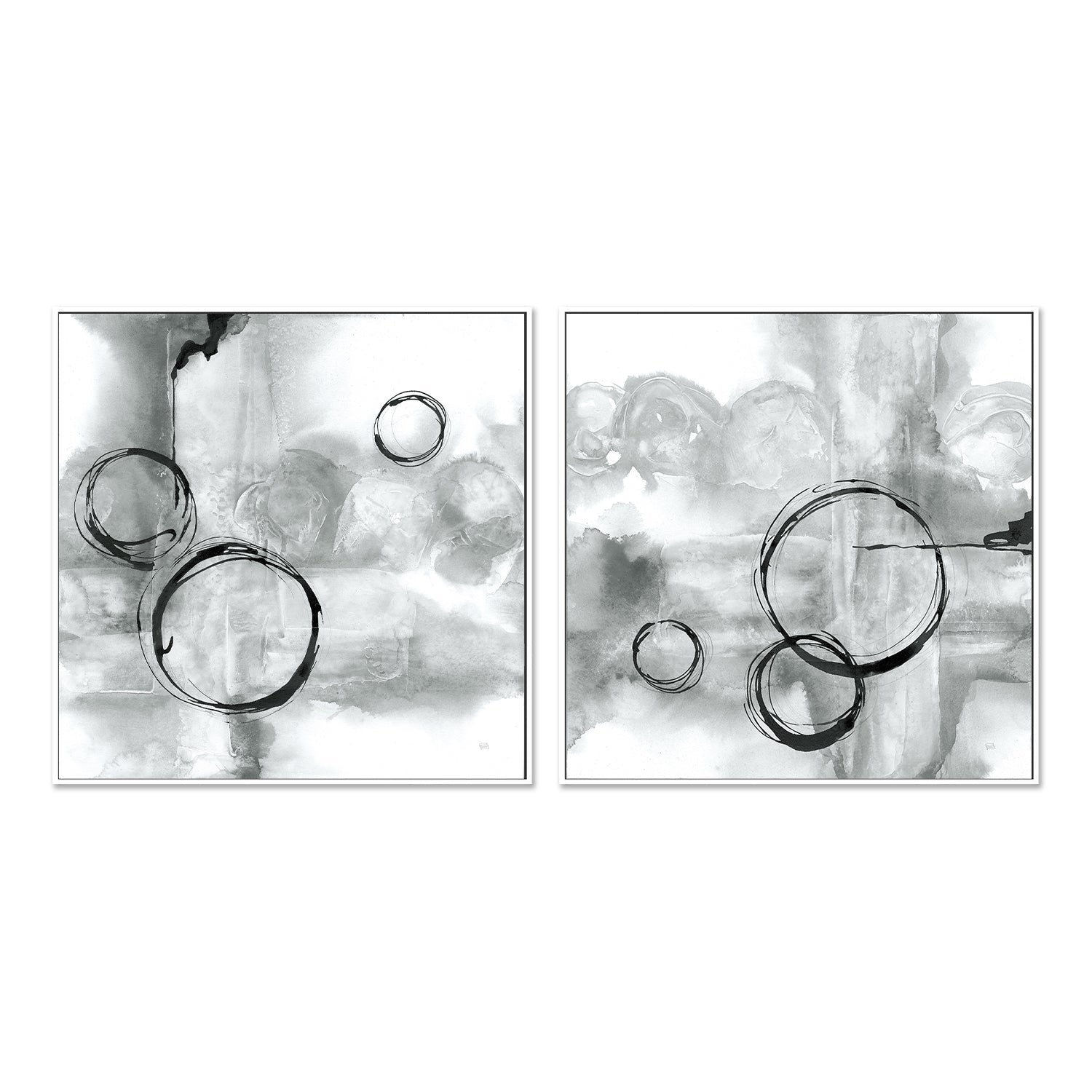 wall-art-print-canvas-poster-framed-Grey Full Circle, Style A & B, Set Of 2 , By Chris Paschke-GIOIA-WALL-ART