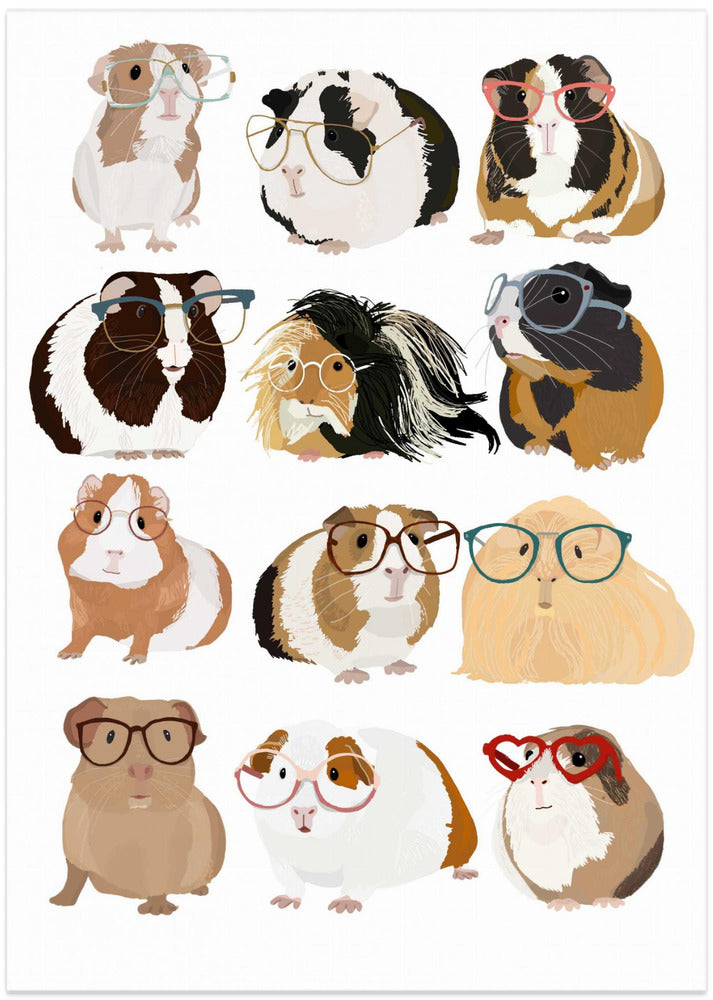 wall-art-print-canvas-poster-framed-Guinea Pig in Glasses , By Hanna Melin-1