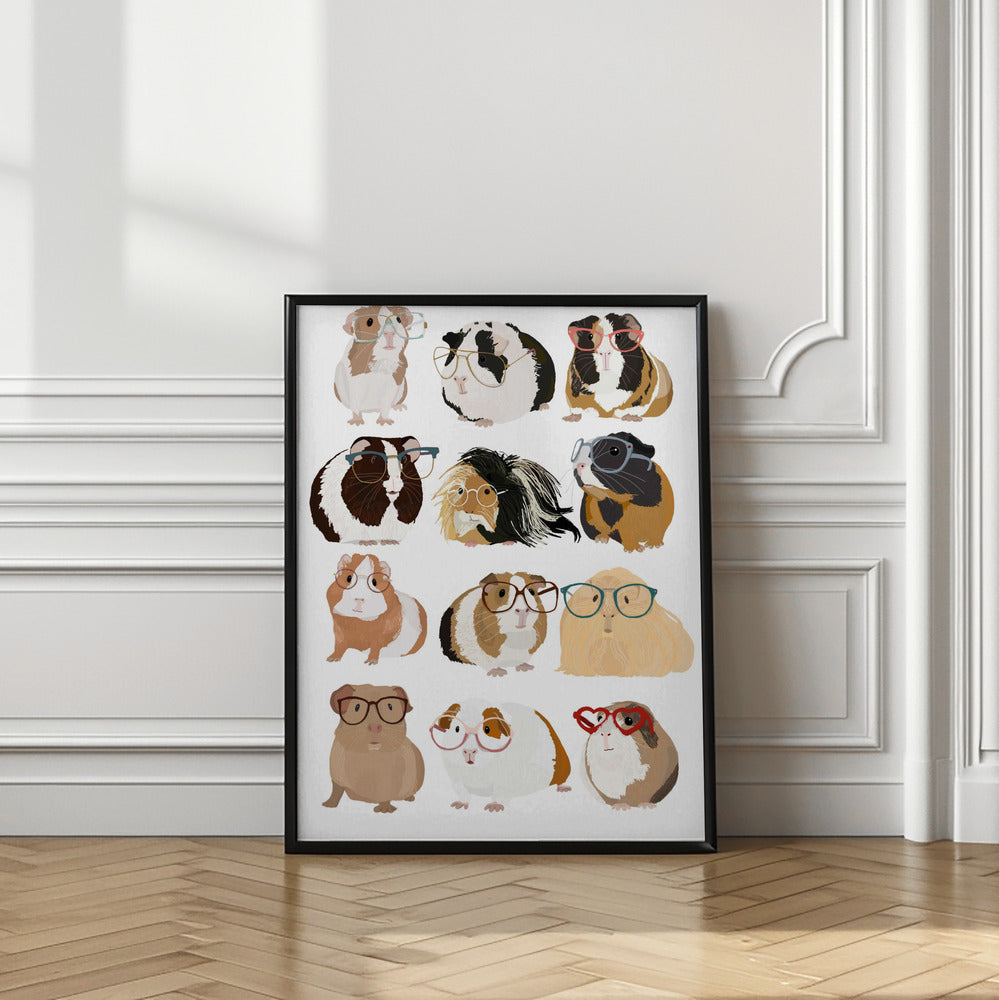 wall-art-print-canvas-poster-framed-Guinea Pig in Glasses , By Hanna Melin-2