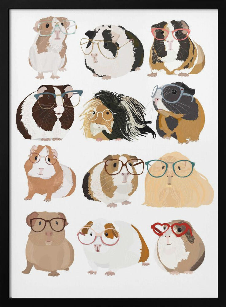 wall-art-print-canvas-poster-framed-Guinea Pig in Glasses , By Hanna Melin-3