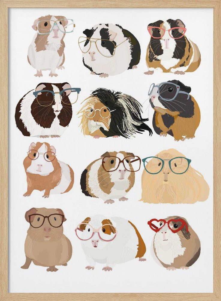 wall-art-print-canvas-poster-framed-Guinea Pig in Glasses , By Hanna Melin-4