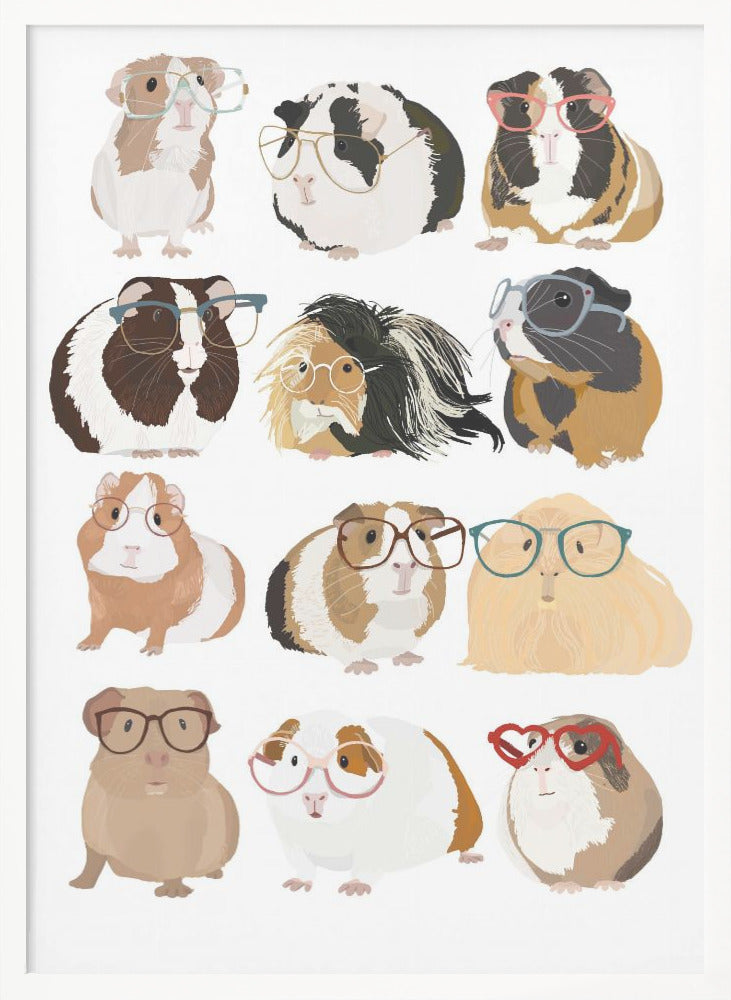 wall-art-print-canvas-poster-framed-Guinea Pig in Glasses , By Hanna Melin-5