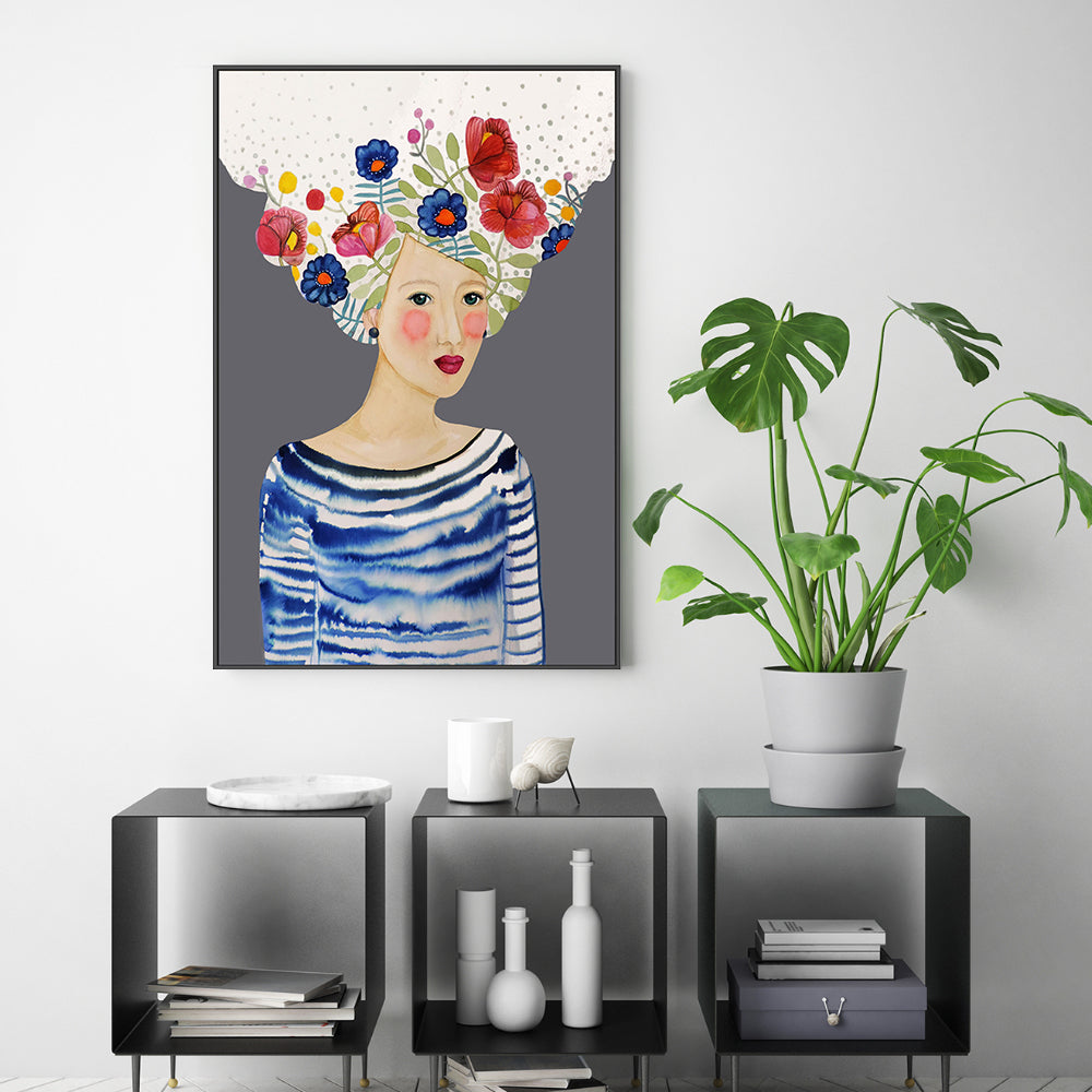 wall-art-print-canvas-poster-framed-Hair Full Of Flowers-GIOIA-WALL-ART