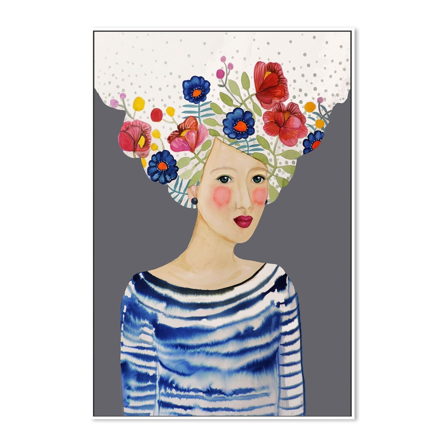 wall-art-print-canvas-poster-framed-Hair Full Of Flowers-GIOIA-WALL-ART