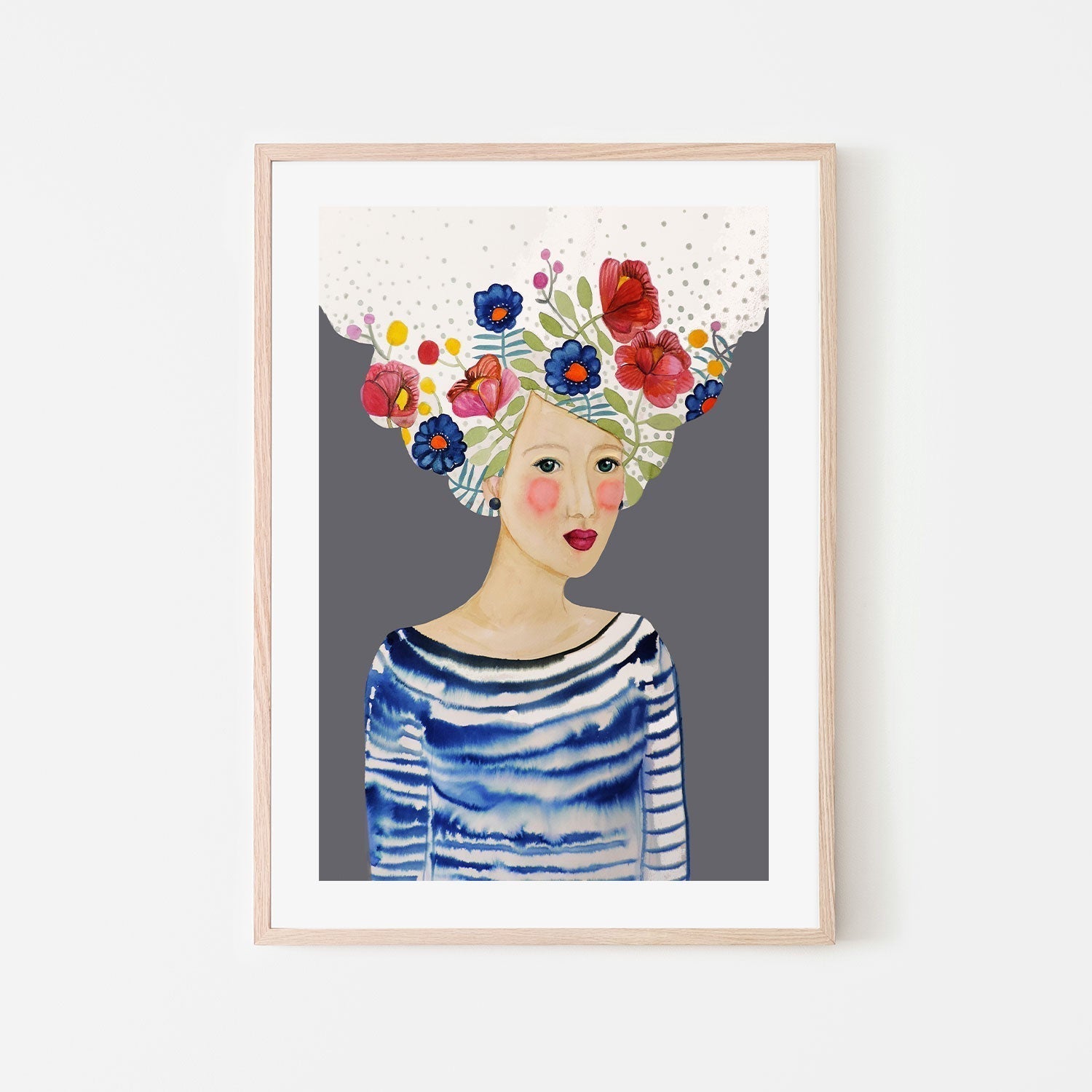 wall-art-print-canvas-poster-framed-Hair Full Of Flowers-GIOIA-WALL-ART