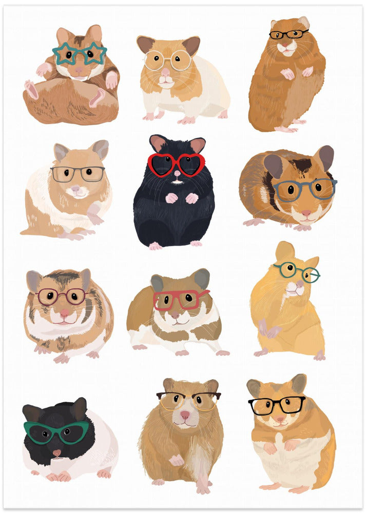 wall-art-print-canvas-poster-framed-Hamsters In Glasses , By Hanna Melin-1