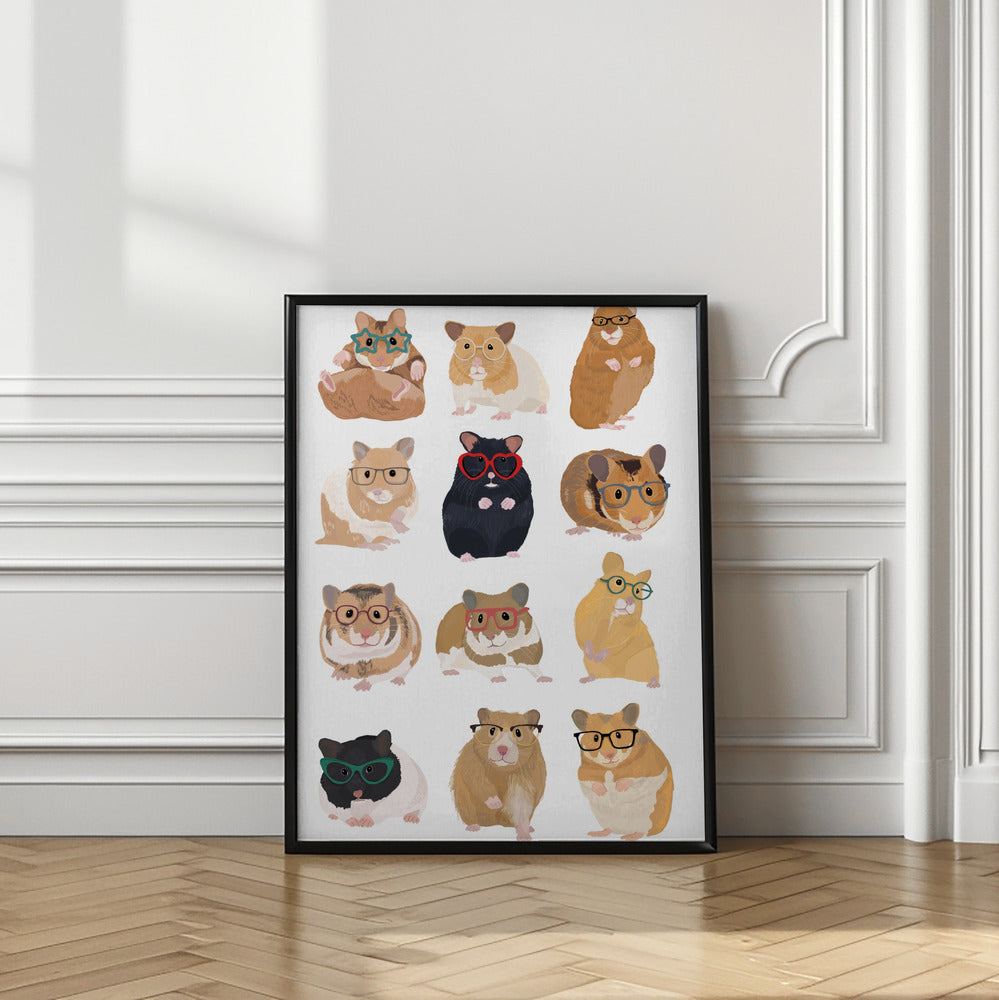 wall-art-print-canvas-poster-framed-Hamsters In Glasses , By Hanna Melin-2