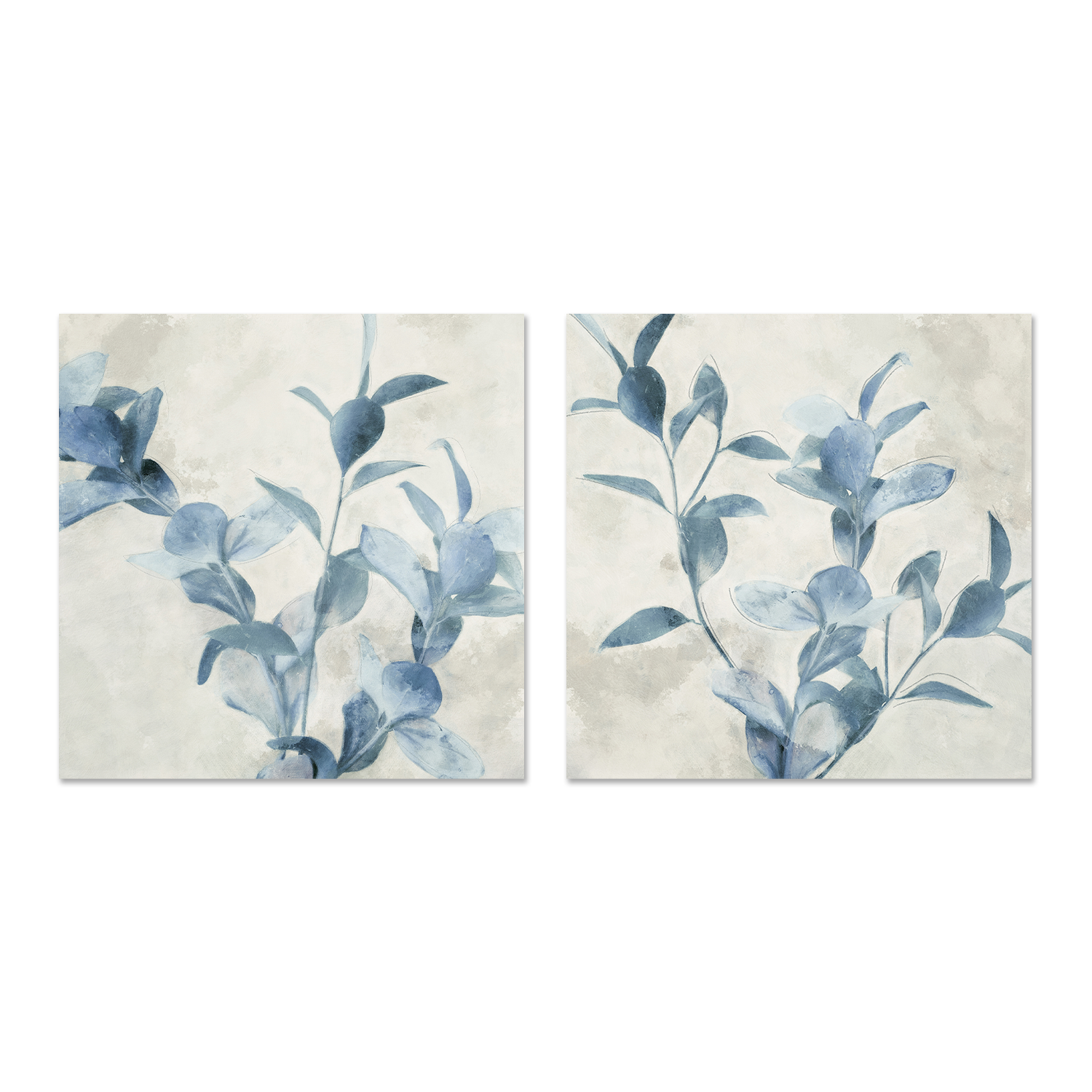 wall-art-print-canvas-poster-framed-Harvest Blue Botanicals, Style A & B, Set of 2 , By Nina Blue-1