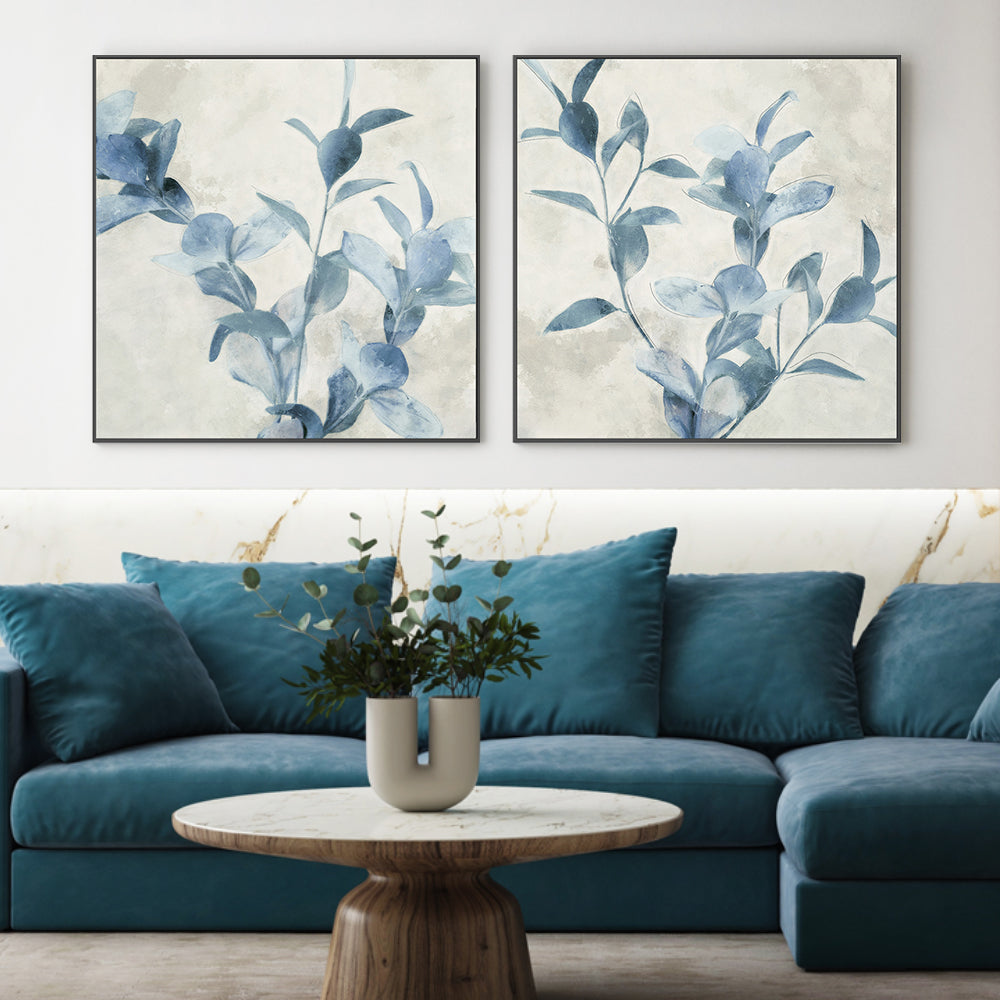 wall-art-print-canvas-poster-framed-Harvest Blue Botanicals, Style A & B, Set of 2 , By Nina Blue-2