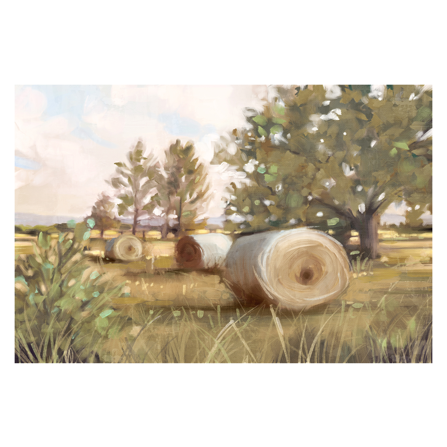 wall-art-print-canvas-poster-framed-Hay Bales , By Nina Blue-1