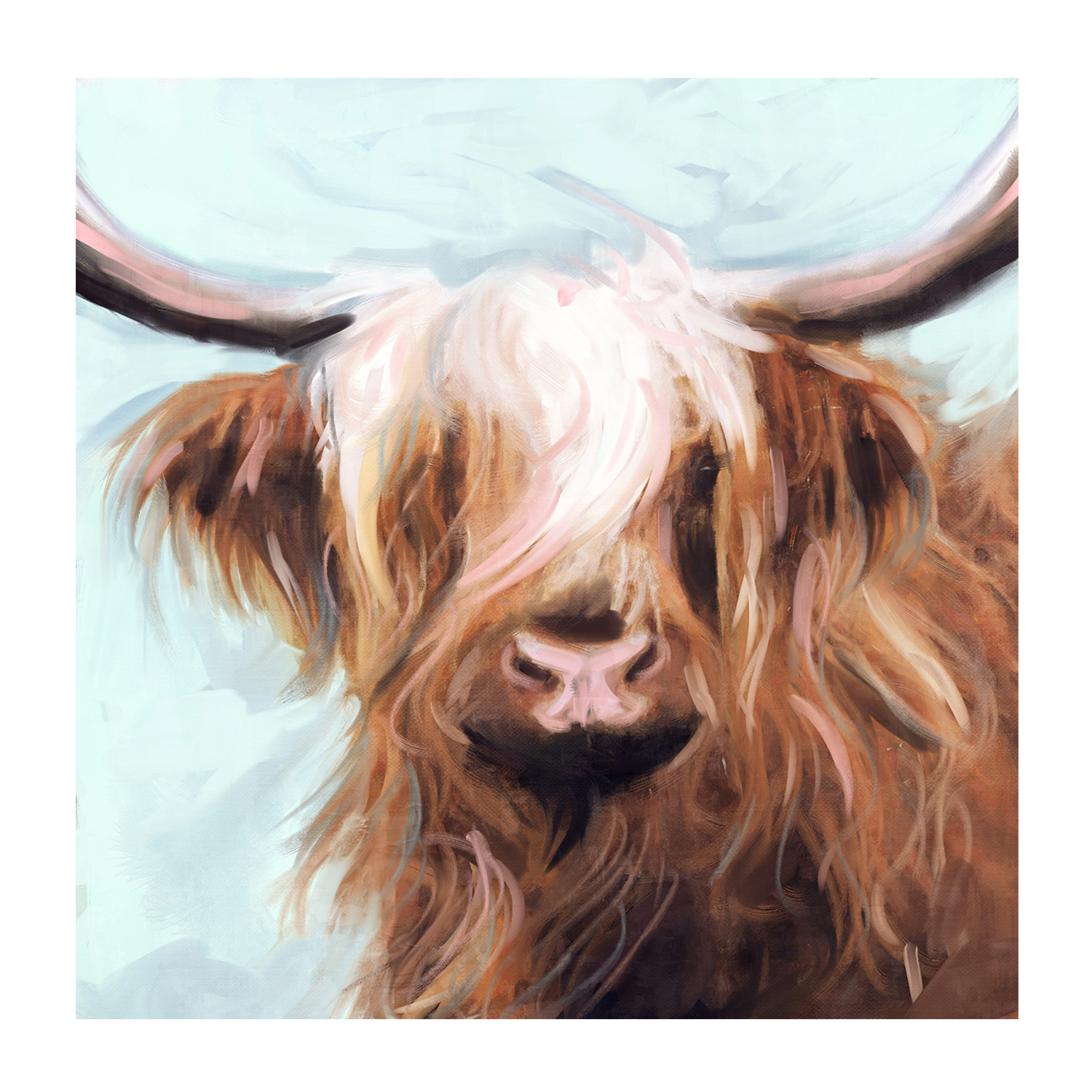 wall-art-print-canvas-poster-framed-Highland Cow , By Nina Blue-1